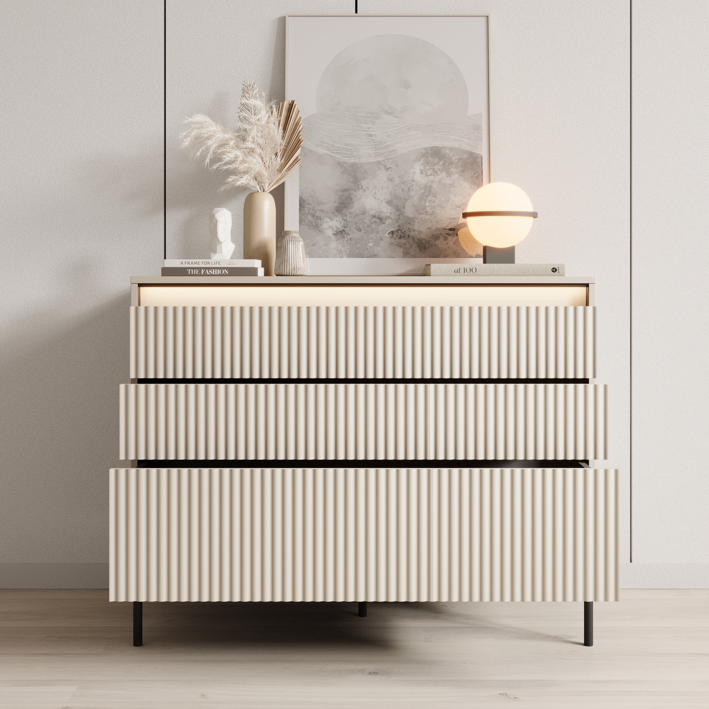 Timoteo - Ladekast - Beige - 104x47x83 cm