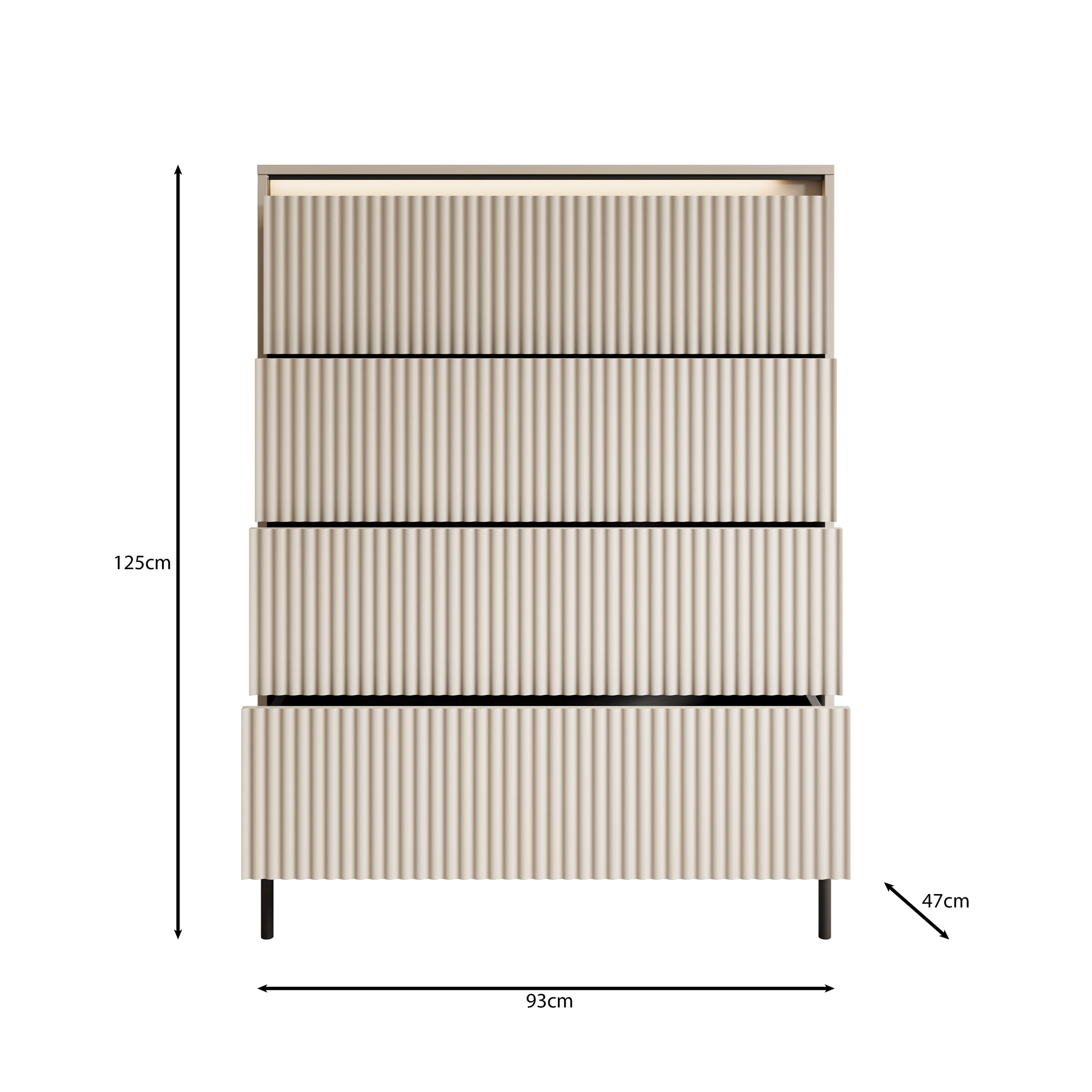Timoteo - Ladekast - Beige - 93x47x125 cm