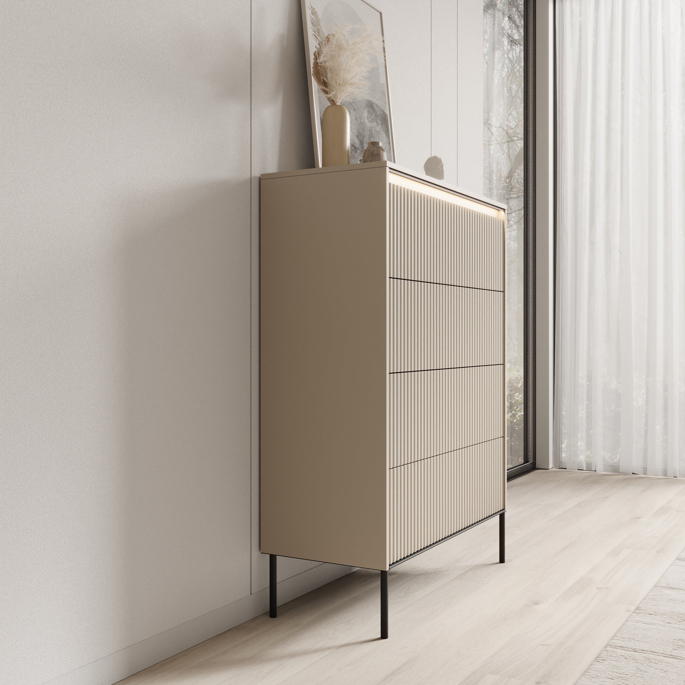 Timoteo - Ladekast - Beige - 93x47x125 cm