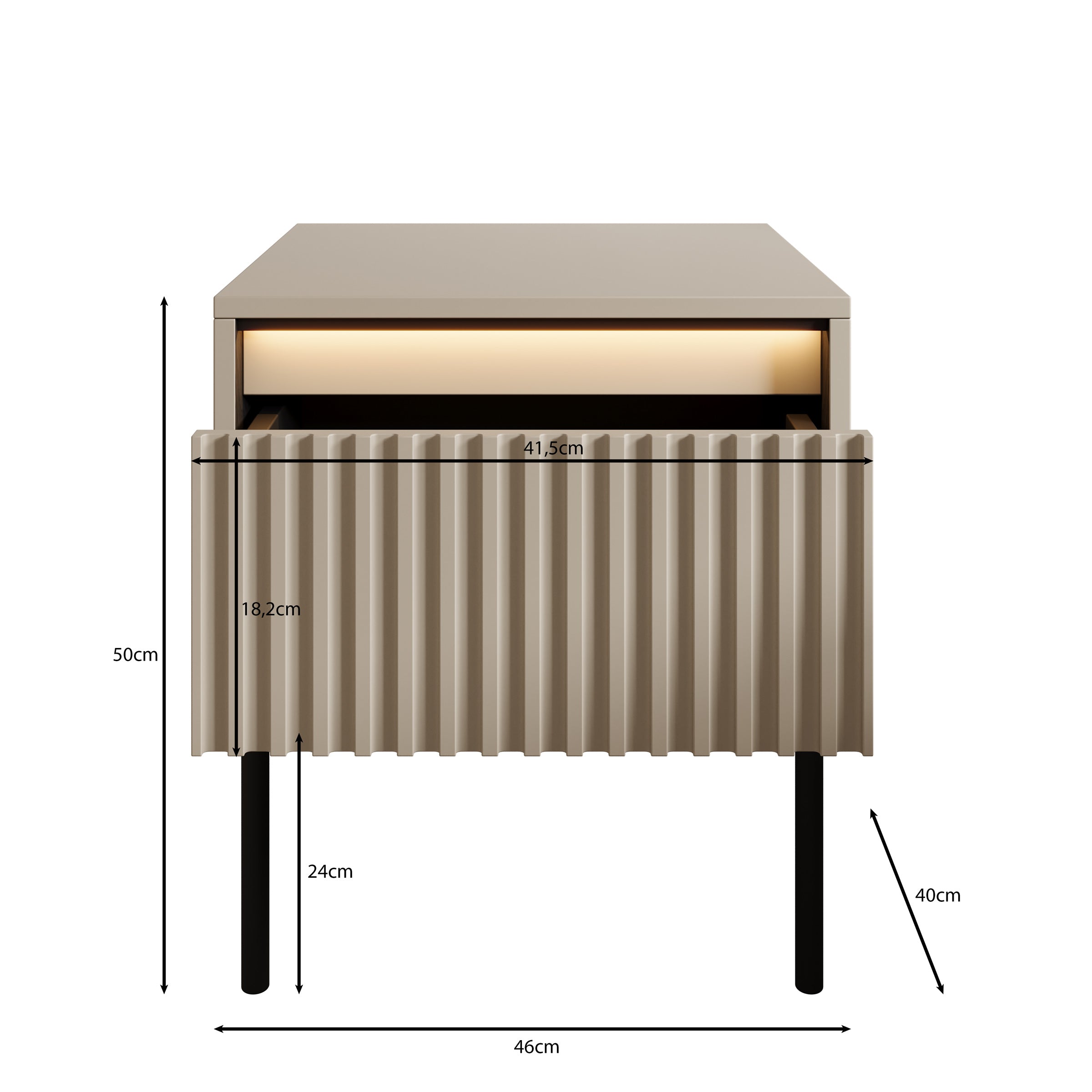 Timoteo - Nachtkastje - Beige - 46x40x50 cm
