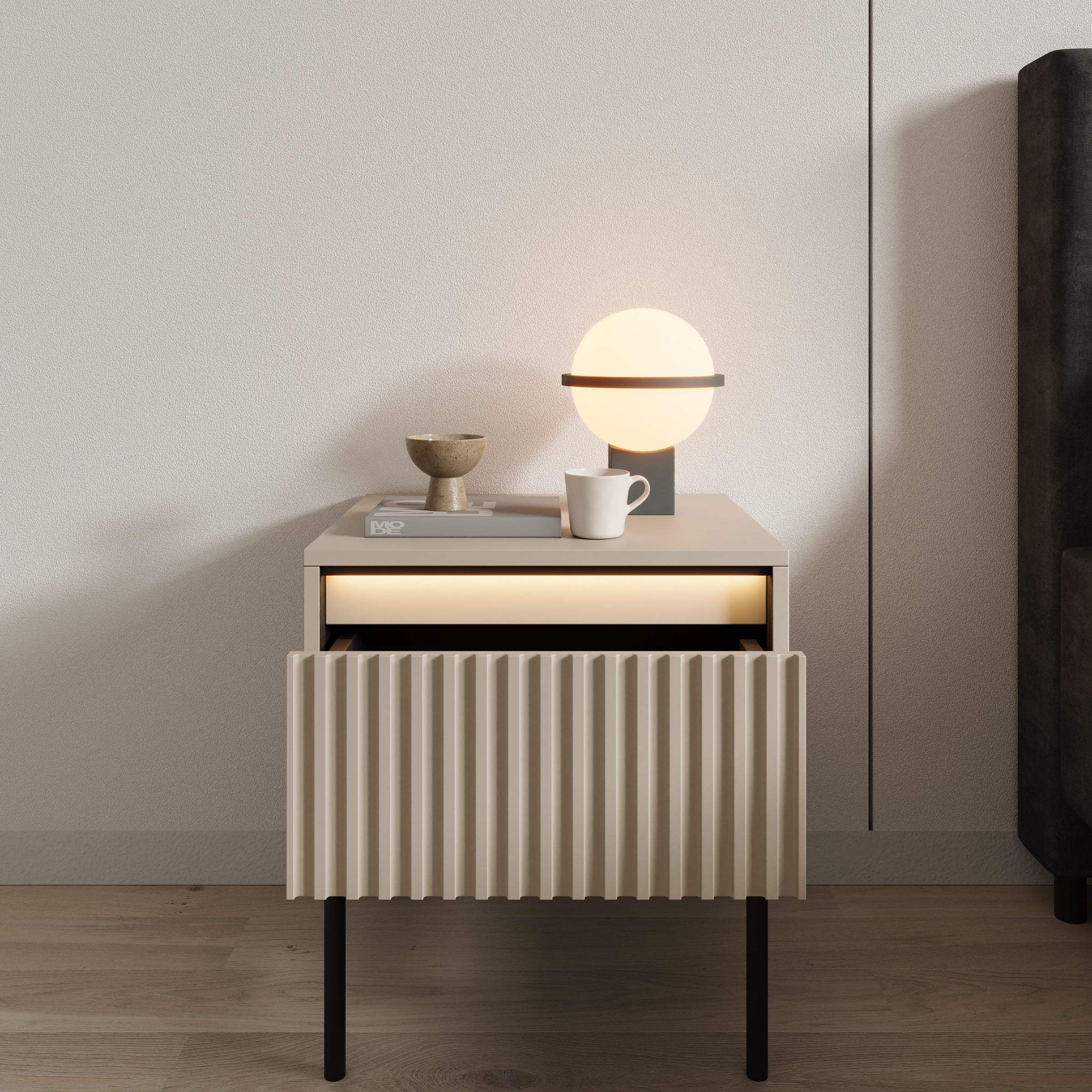 Timoteo - Nachtkastje - Beige - 46x40x50 cm
