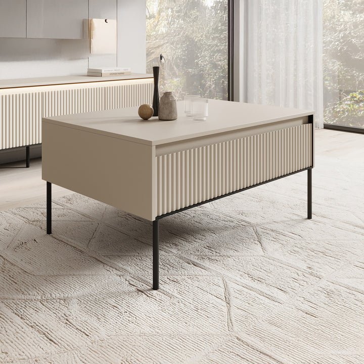 Timoteo - Salontafel met opbergruimte - Beige - 100x70x50 cm