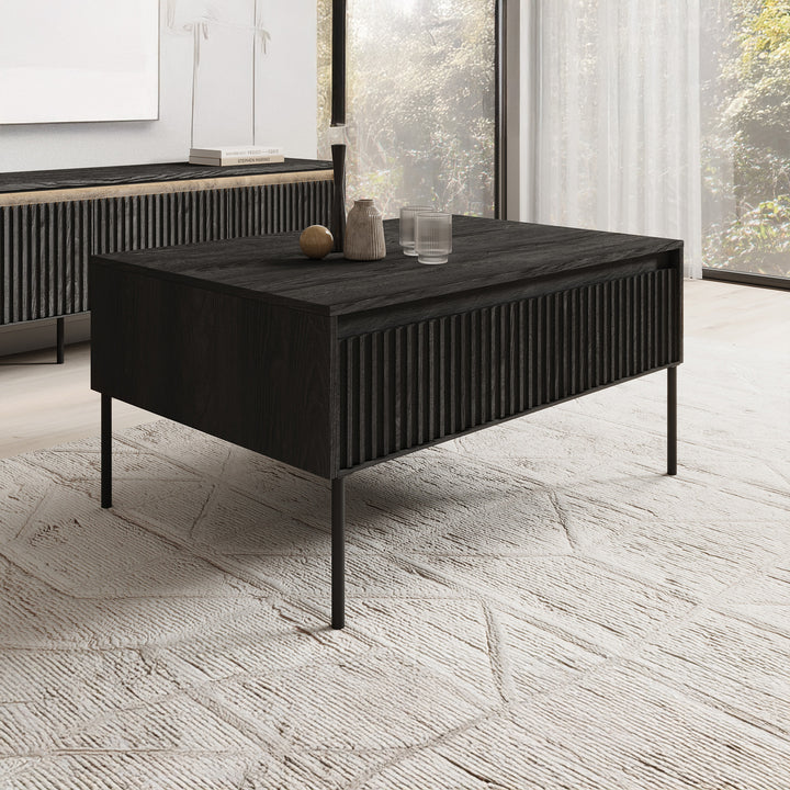 Timoteo - Salontafel met opbergruimte - Zwart - 100x70x50 cm