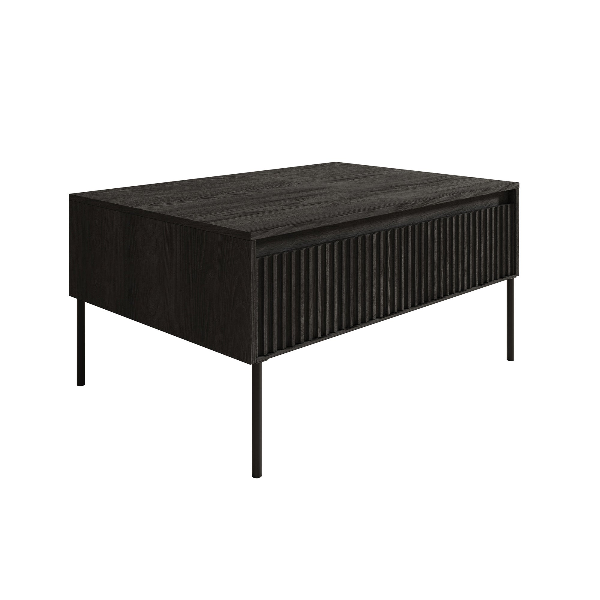 Timoteo - Salontafel met opbergruimte - Zwart - 100x70x50 cm