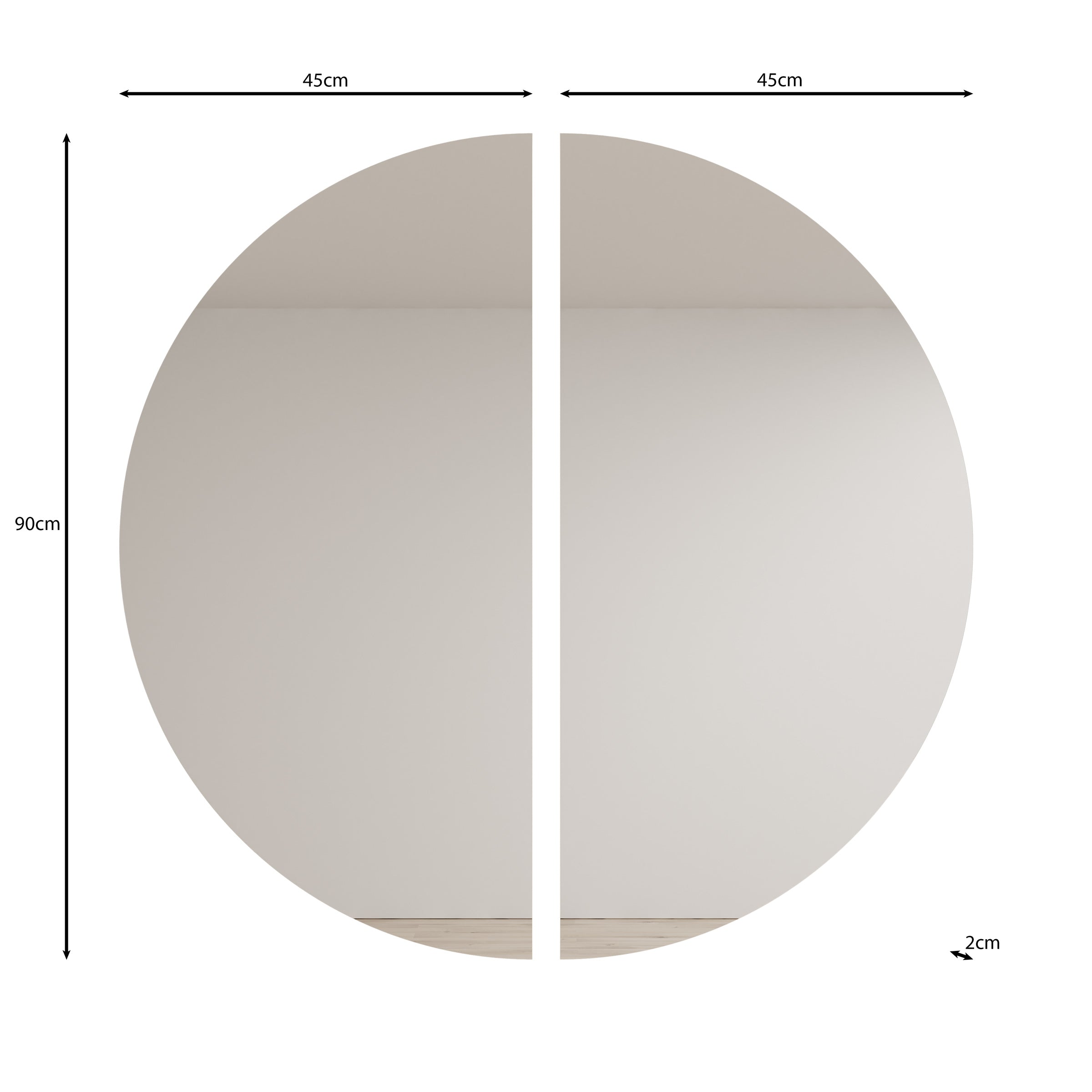 Timoteo - Spiegel met verlichting - Beige - 45x2x90 cm