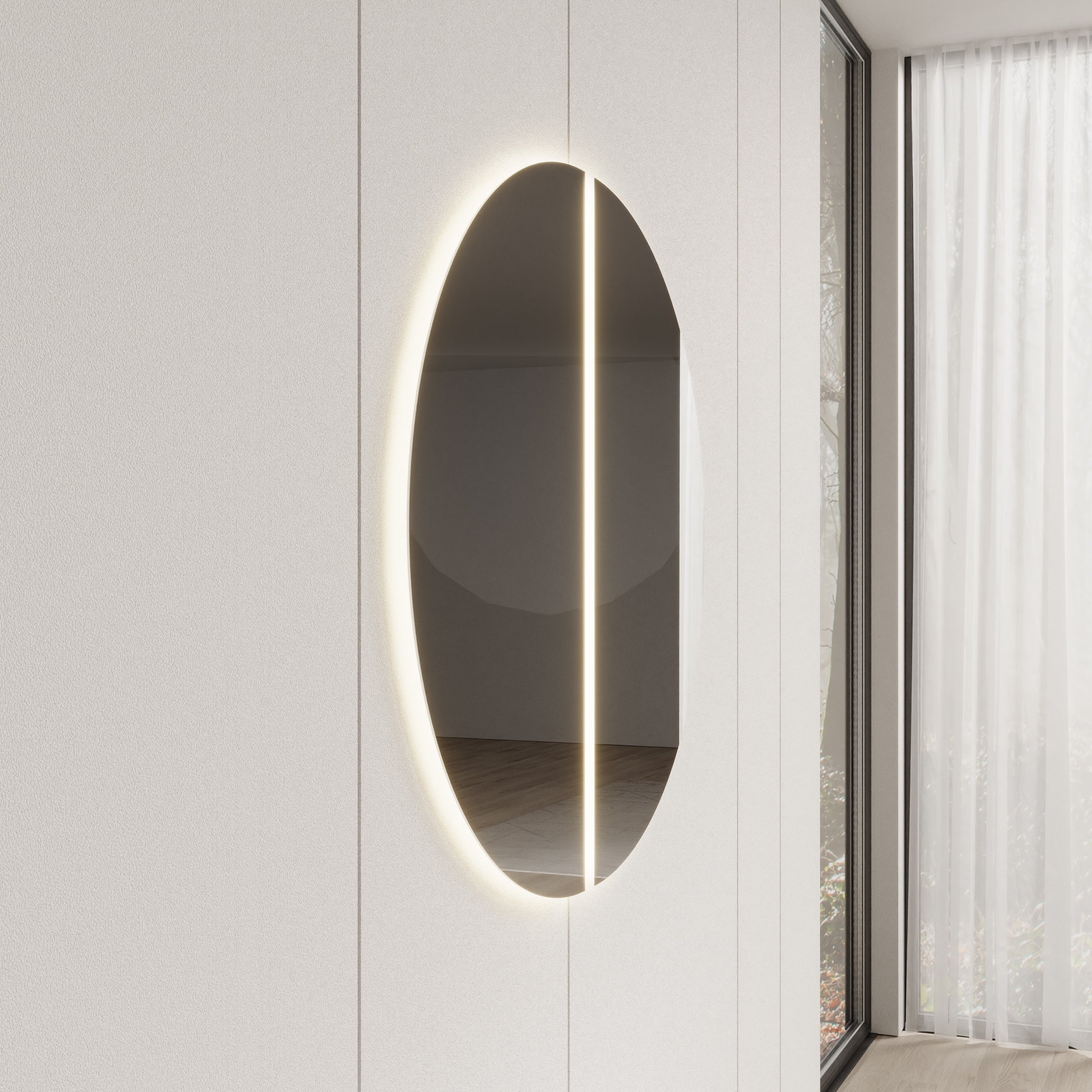 Timoteo - Spiegel met verlichting - Beige - 45x2x90 cm