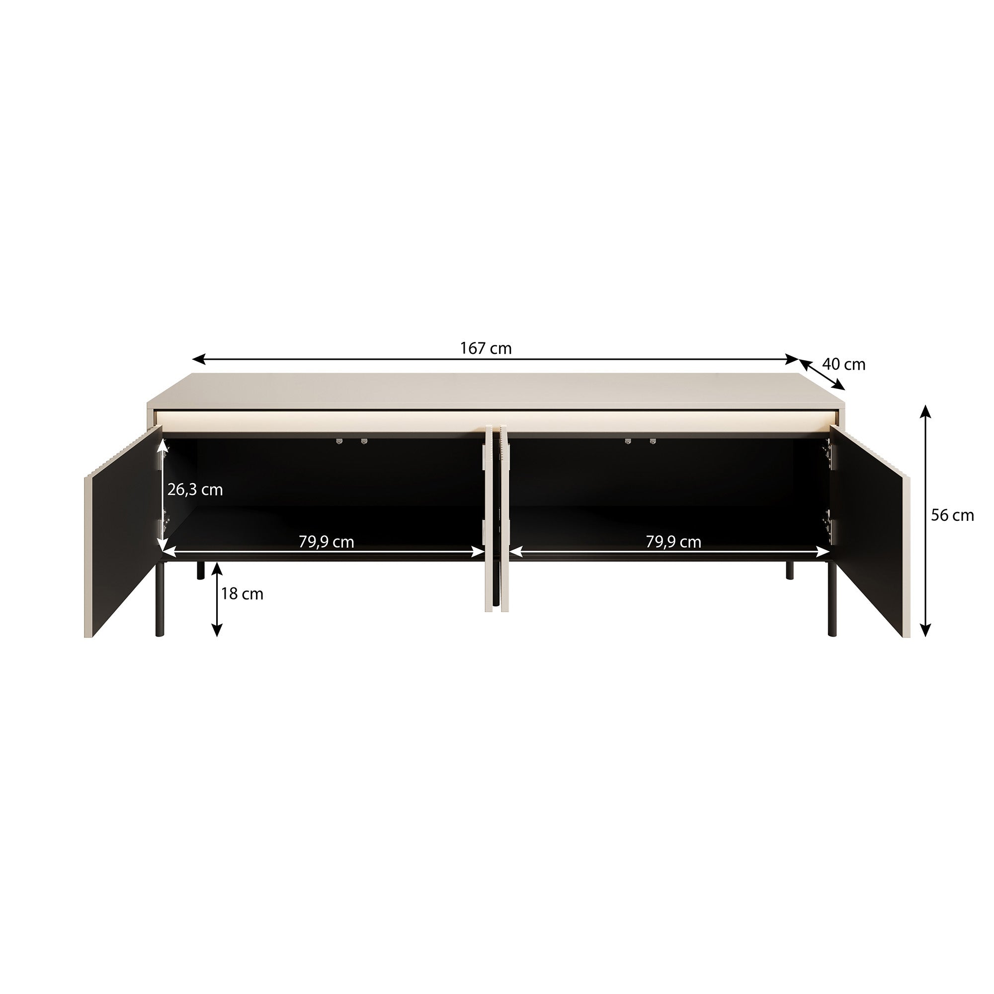 Timoteo - TV-Meubel - Beige  - 167x40x56 cm