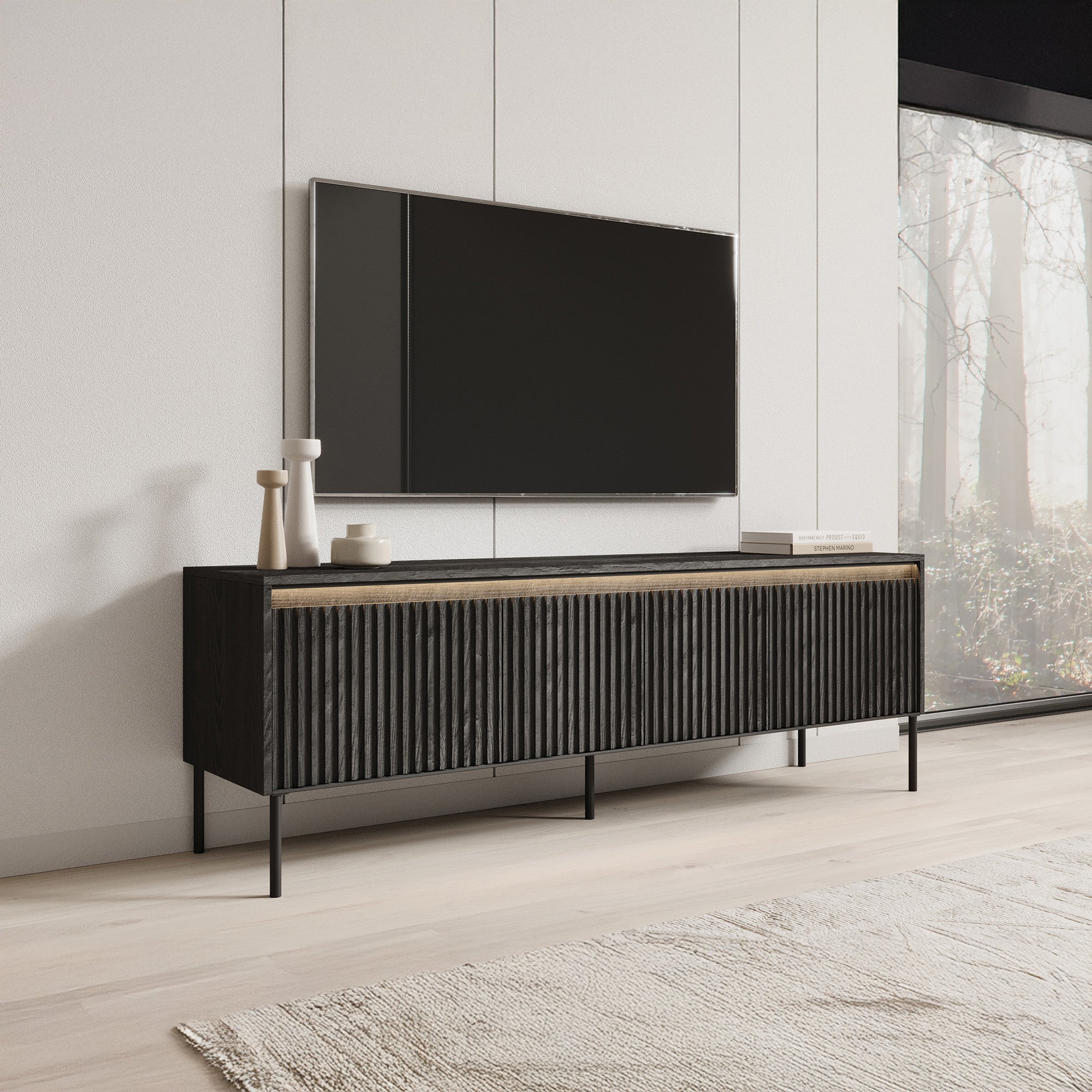 Timoteo - TV-Meubel - Mat zwart  - 167x40x56 cm