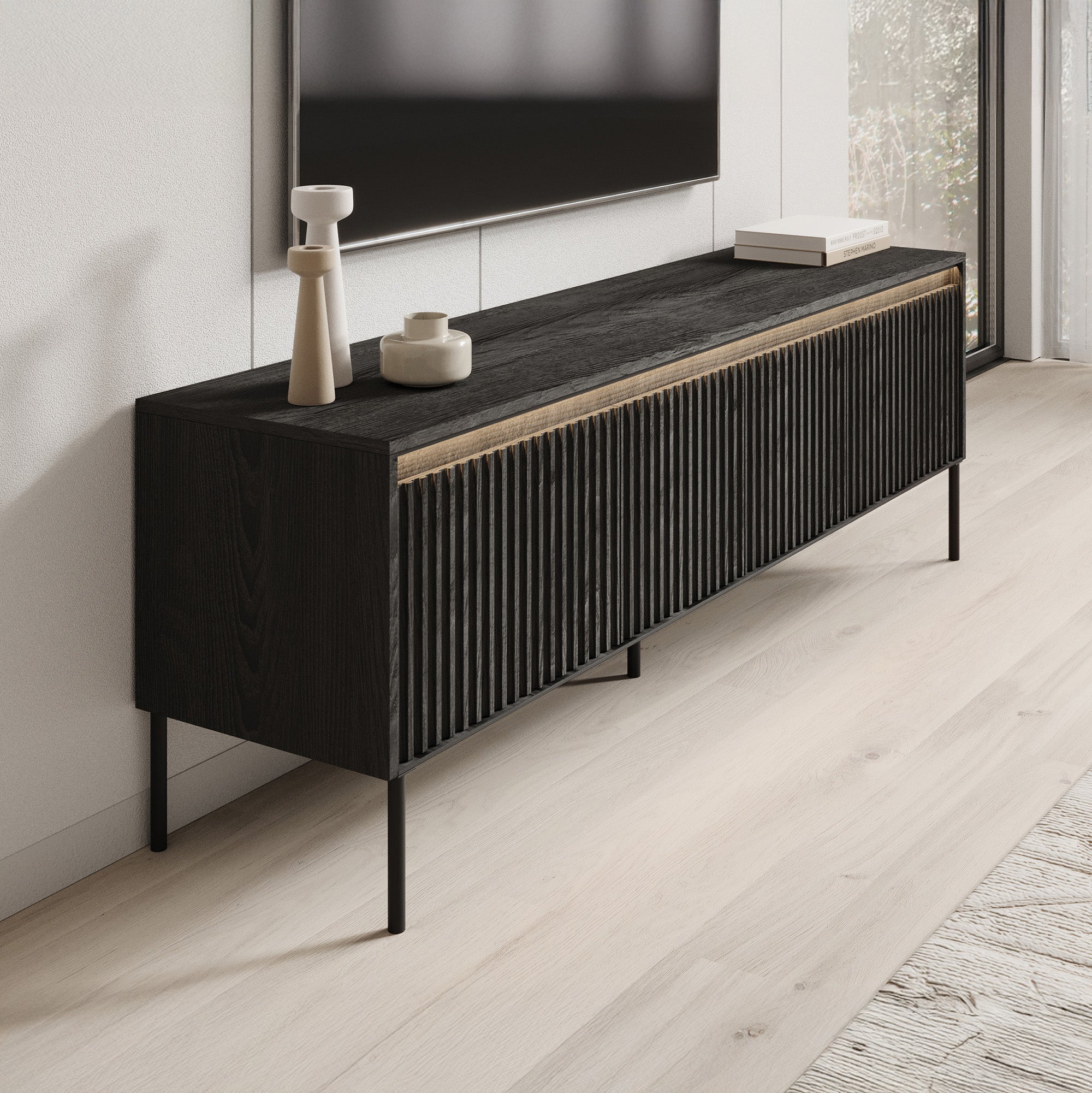 Timoteo - TV-Meubel - Mat zwart  - 167x40x56 cm