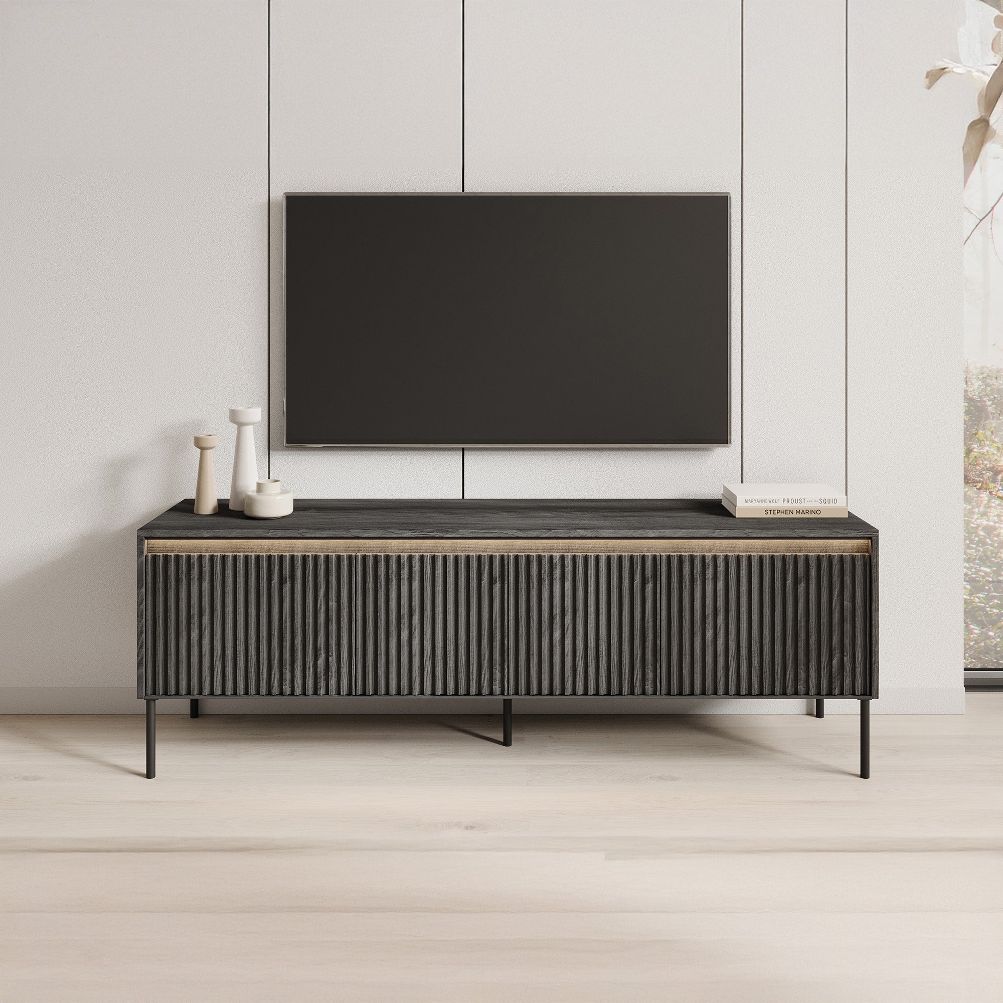 Timoteo - TV-Meubel - Mat zwart  - 167x40x56 cm