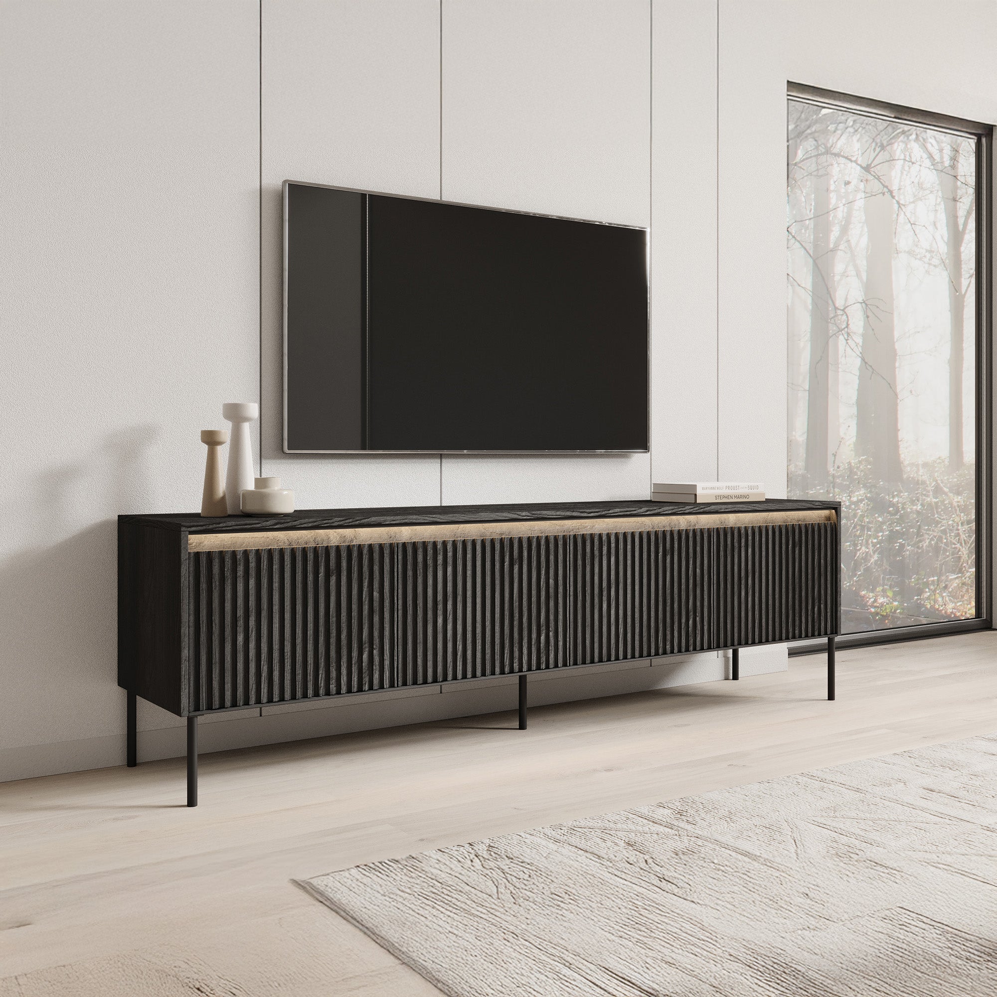 Timoteo - TV-Meubel - Mat zwart  - 193x40x56 cm
