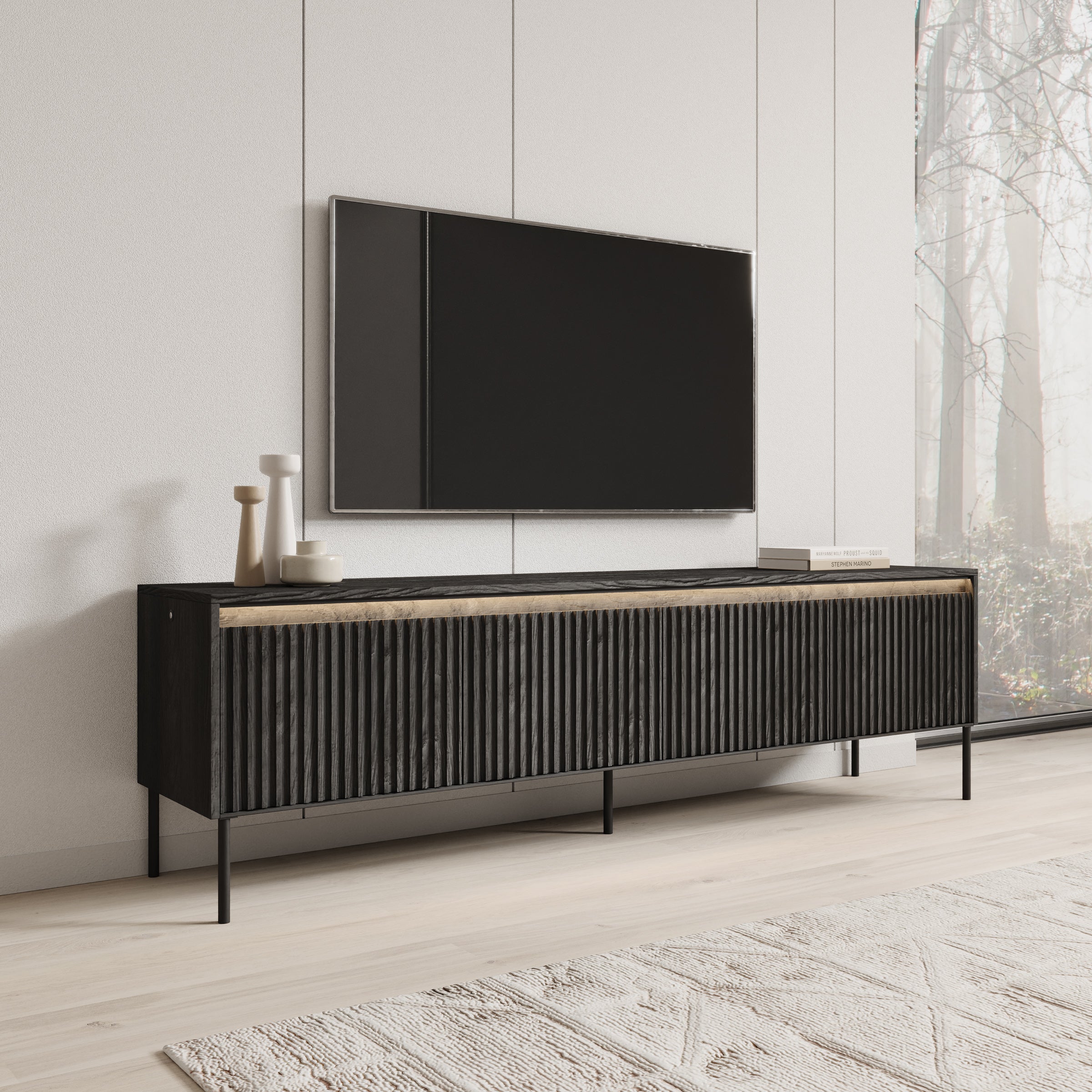 Timoteo - TV-Meubel - Mat zwart  - 193x40x56 cm