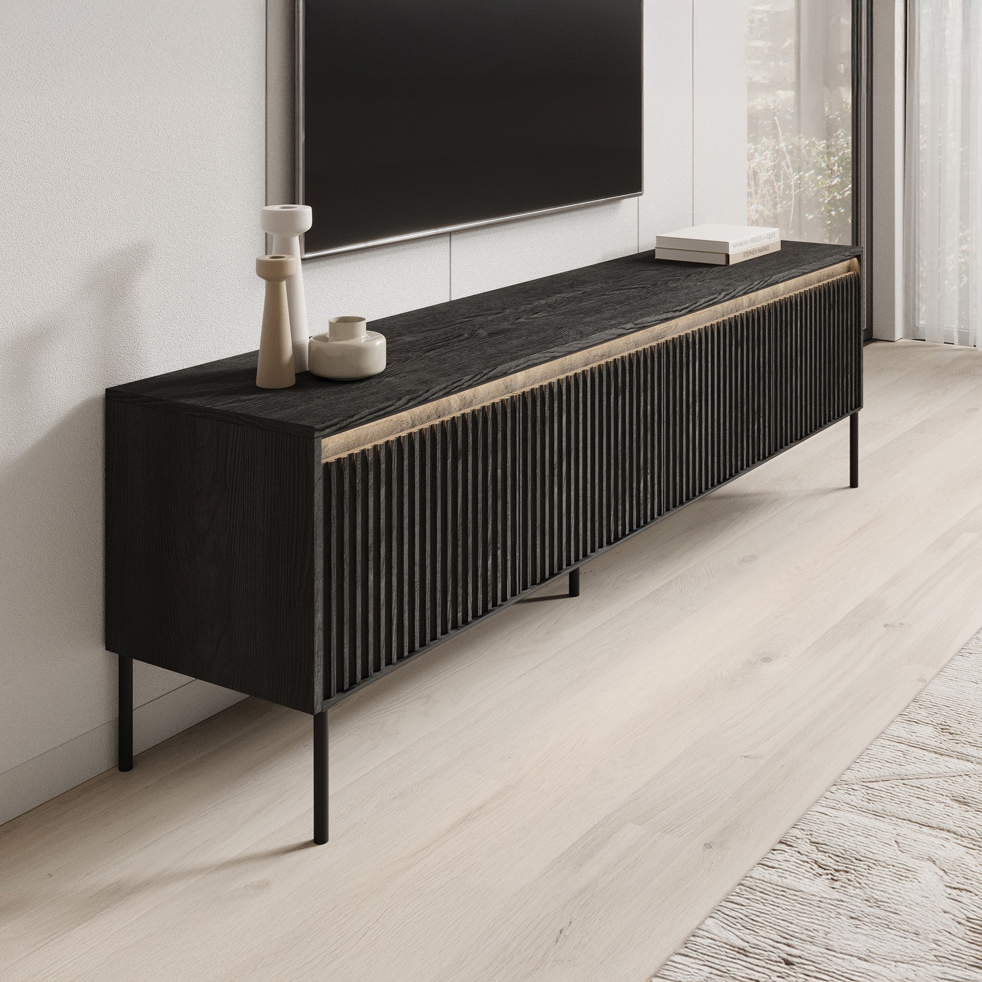 Timoteo - TV-Meubel - Mat zwart  - 193x40x56 cm