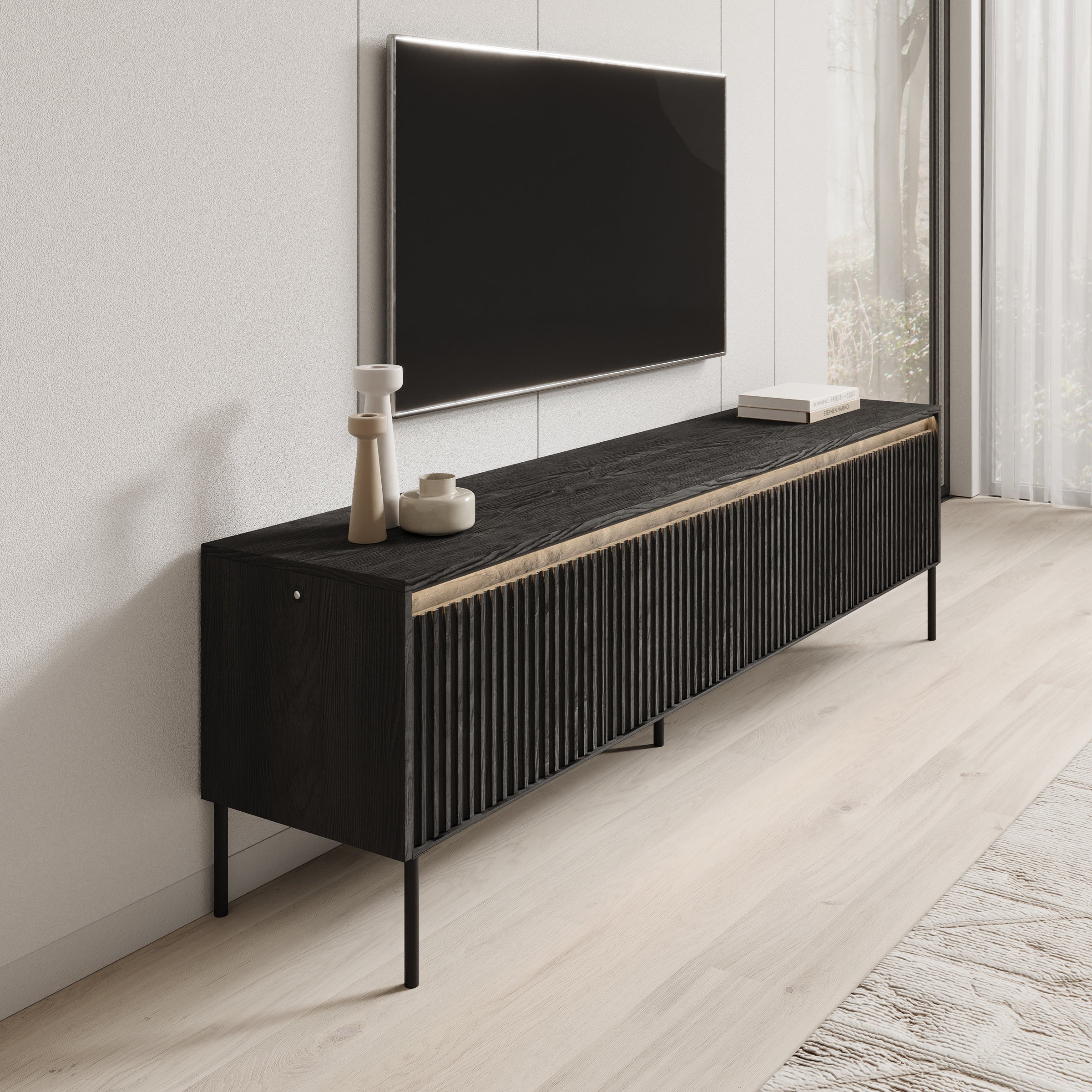 Timoteo - TV-Meubel - Mat zwart  - 193x40x56 cm