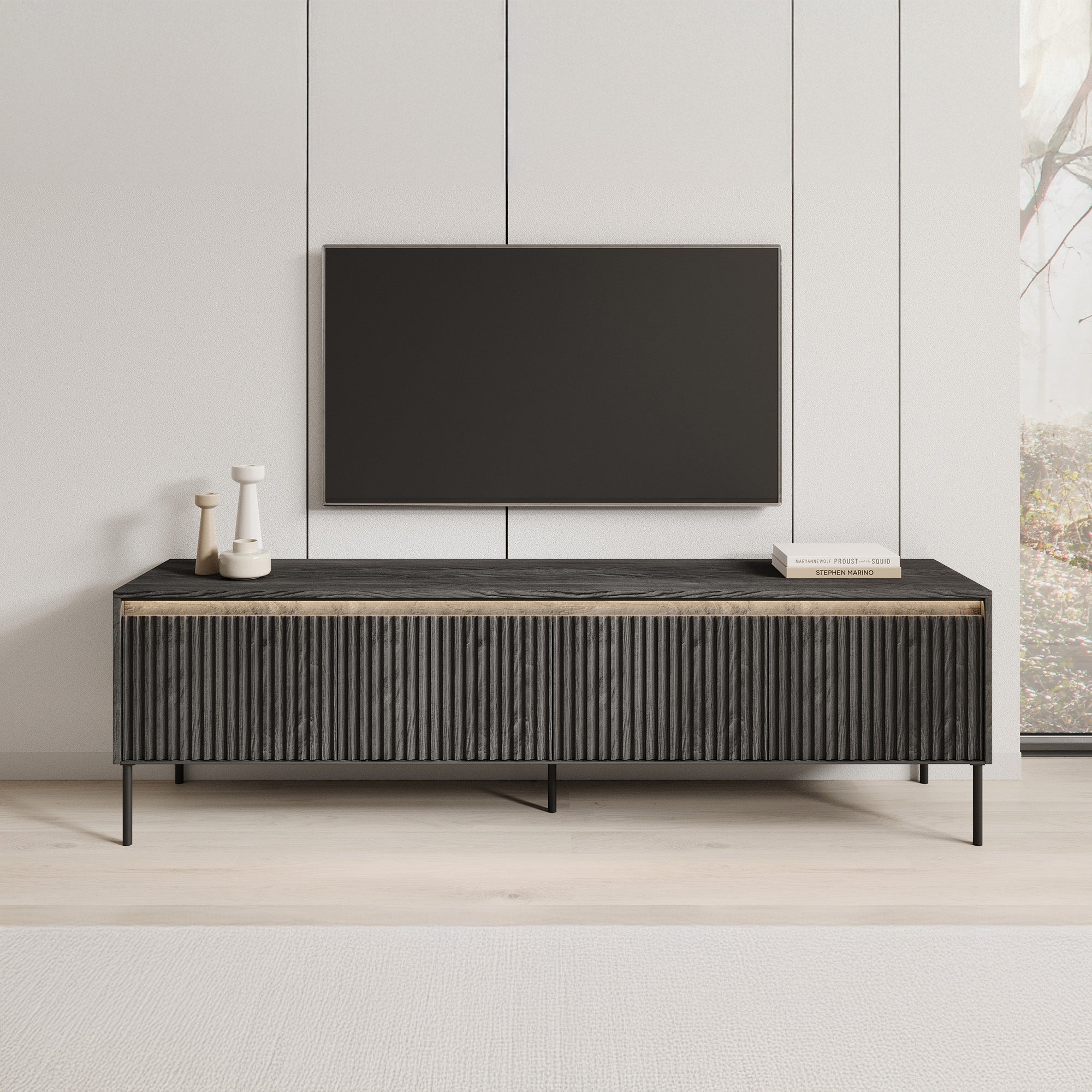 Timoteo - TV-Meubel - Mat zwart  - 193x40x56 cm