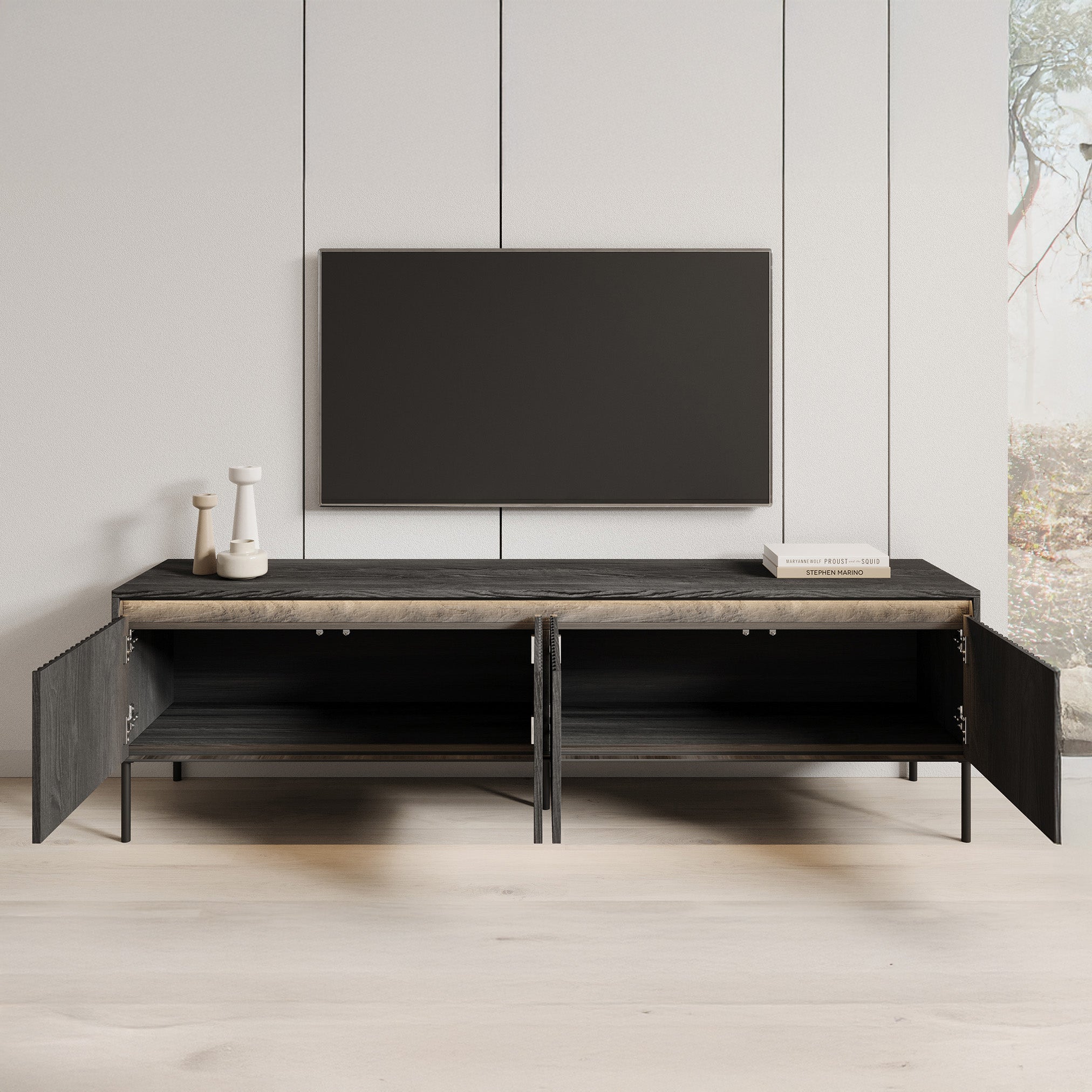 Timoteo - TV-Meubel - Mat zwart  - 193x40x56 cm