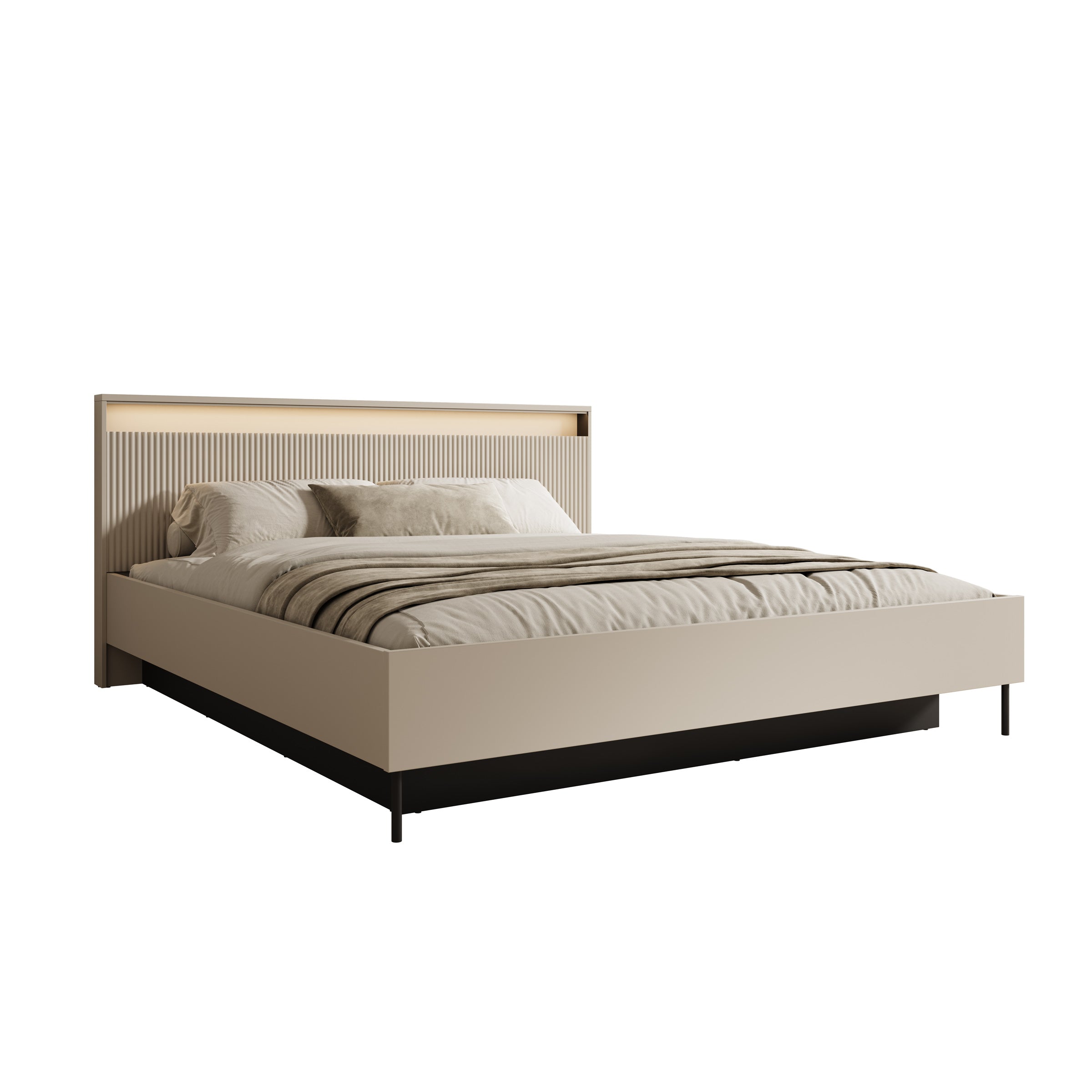 Timoteo - Tweepersoonsbed met opbergruimte - Beige - 180x200 cm