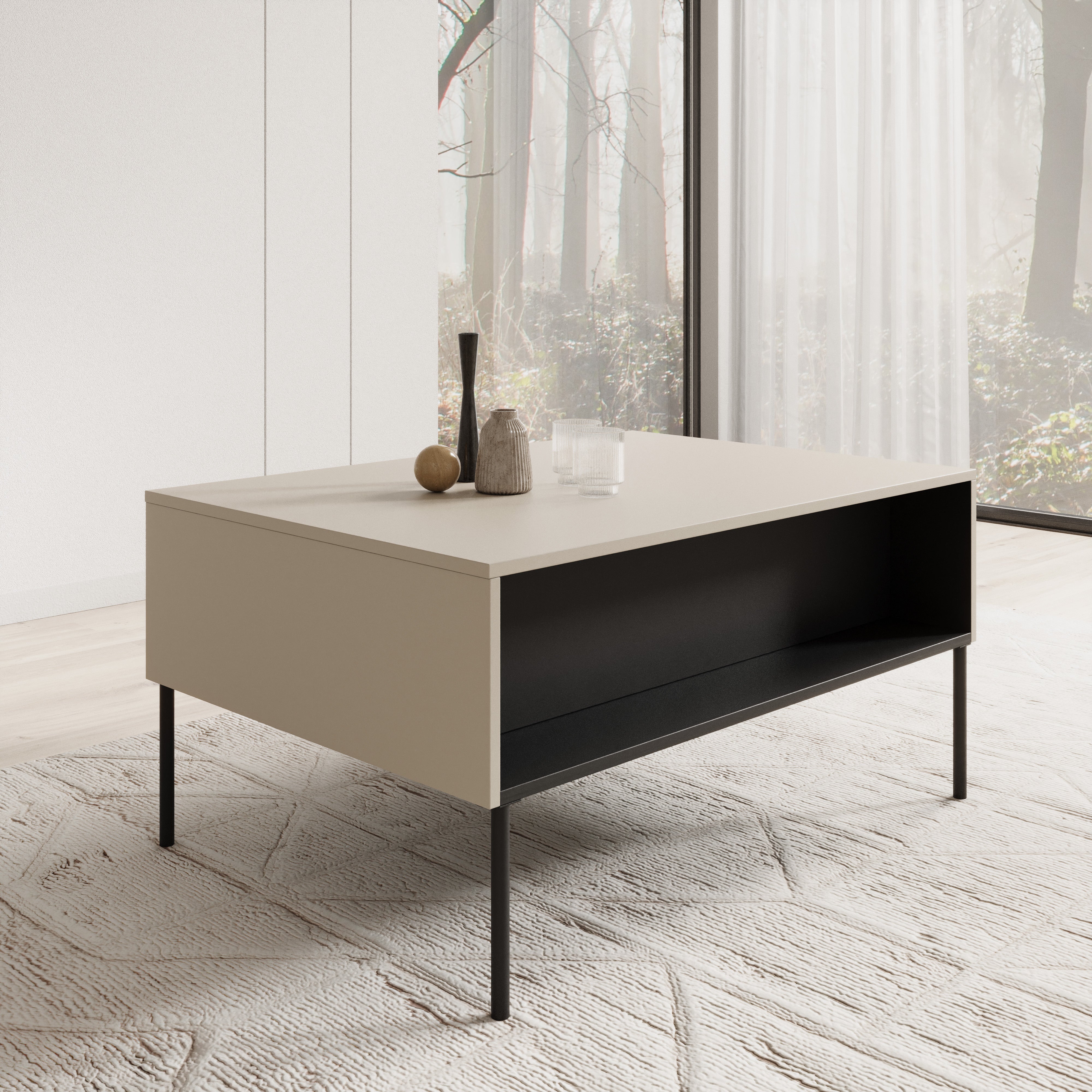Timoteo - Salontafel met opbergruimte - Beige