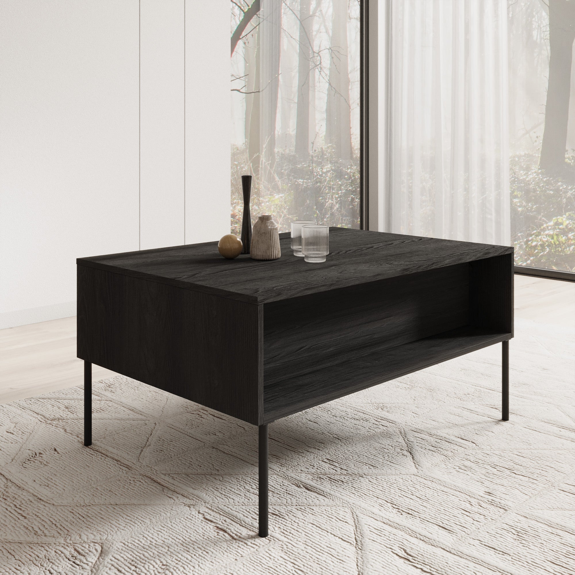 Timoteo - Salontafel met opbergruimte - Zwart