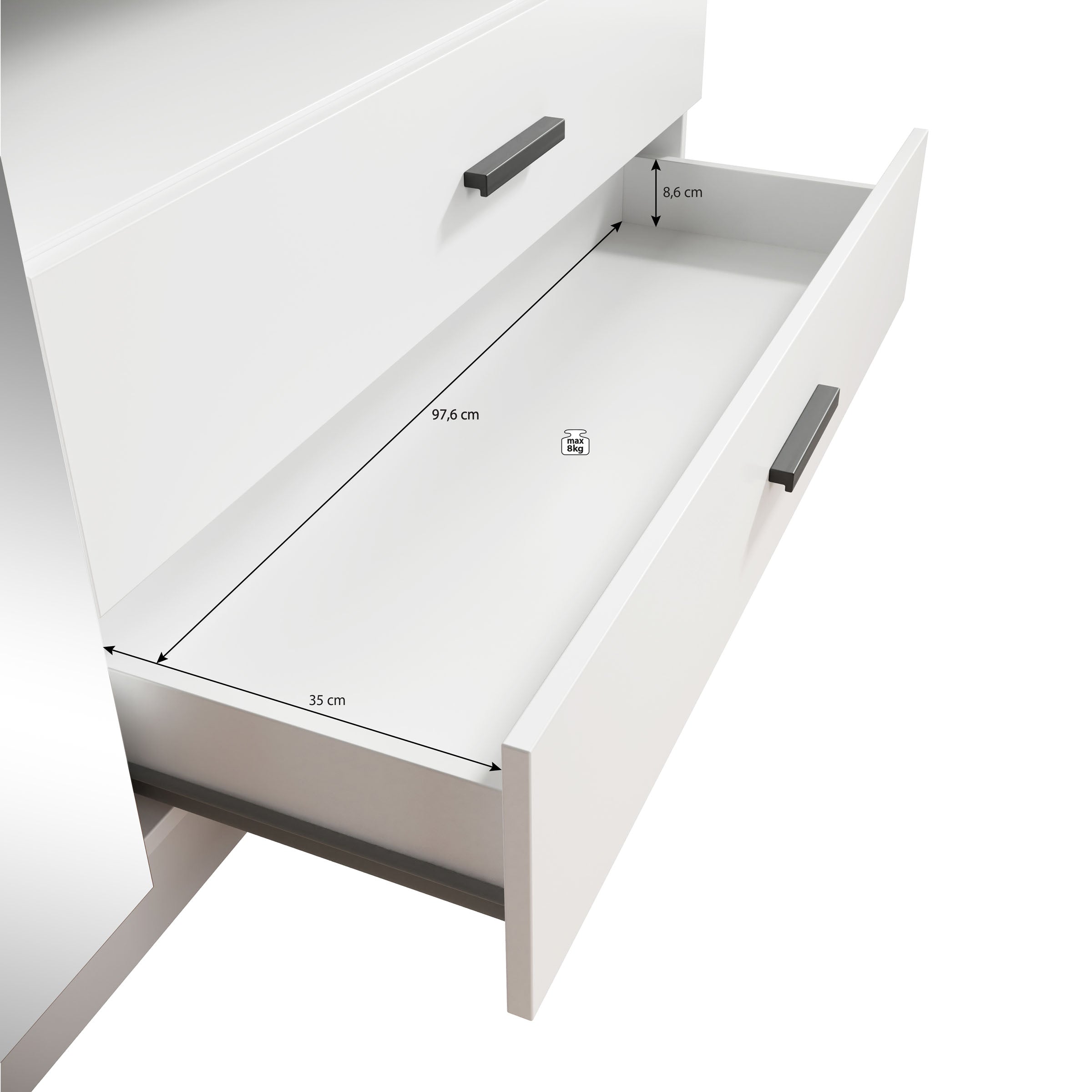 Tobin - Kledingkast 3 deurs - Wit - 158x55x201 cm