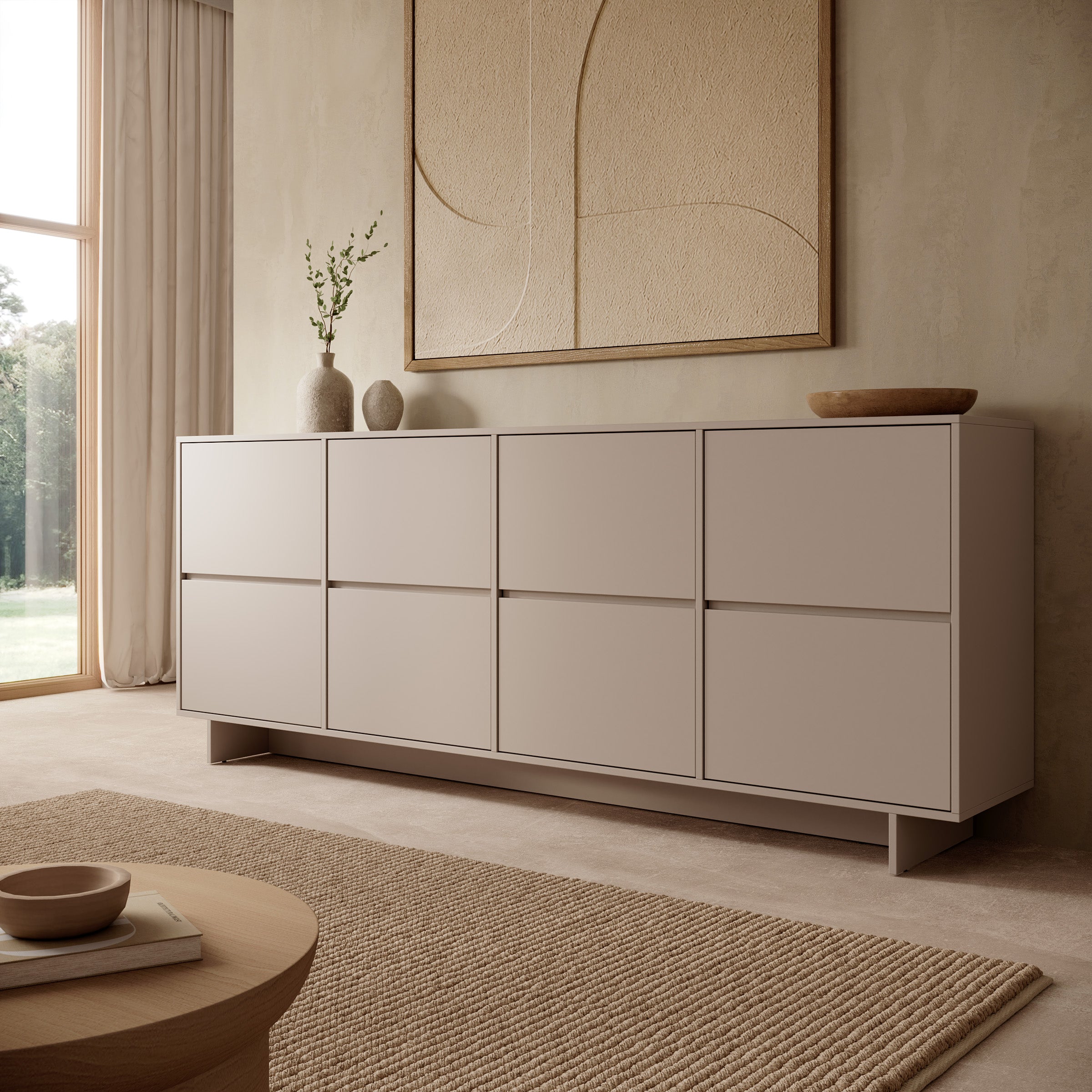 Toka - Dressoir - Beige - 221x42x88 cm