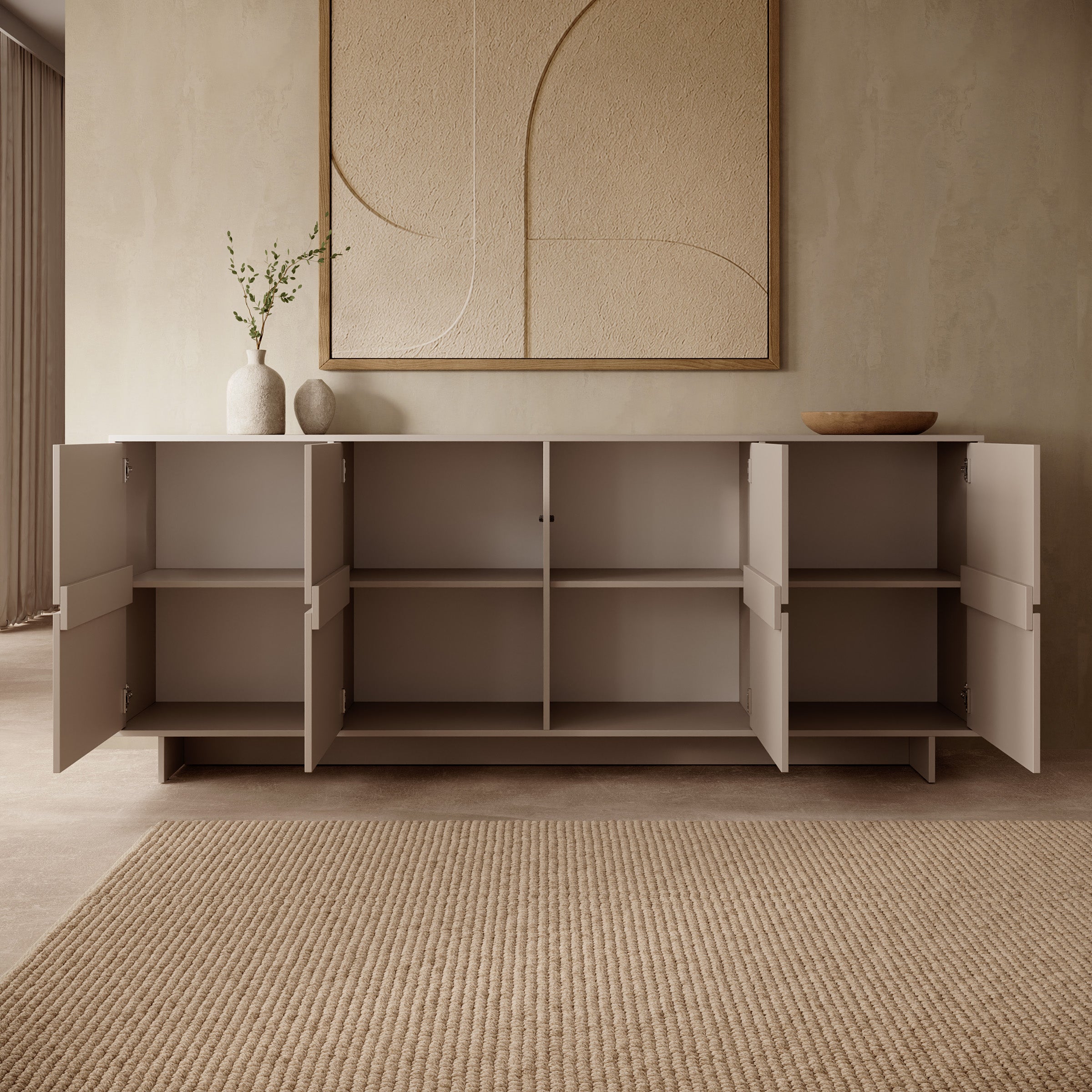 Toka - Dressoir - Beige - 221x42x88 cm