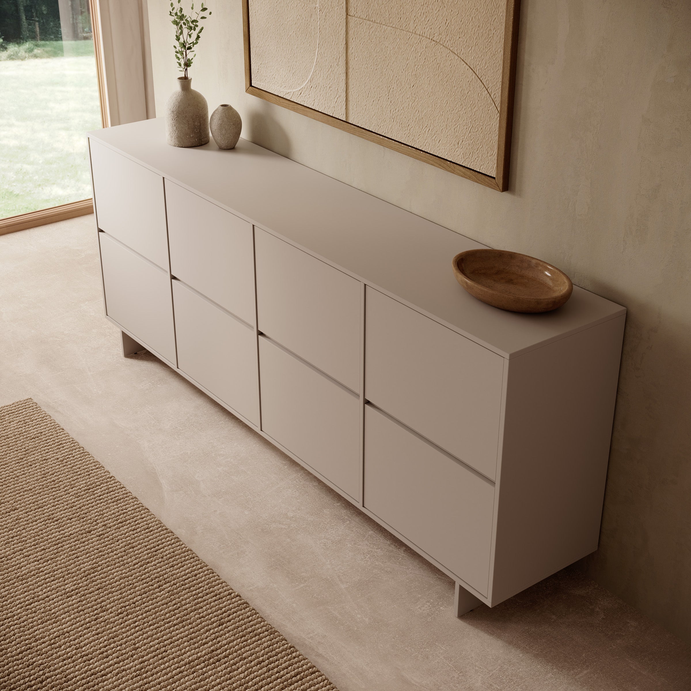 Toka - Dressoir - Beige - 221x42x88 cm