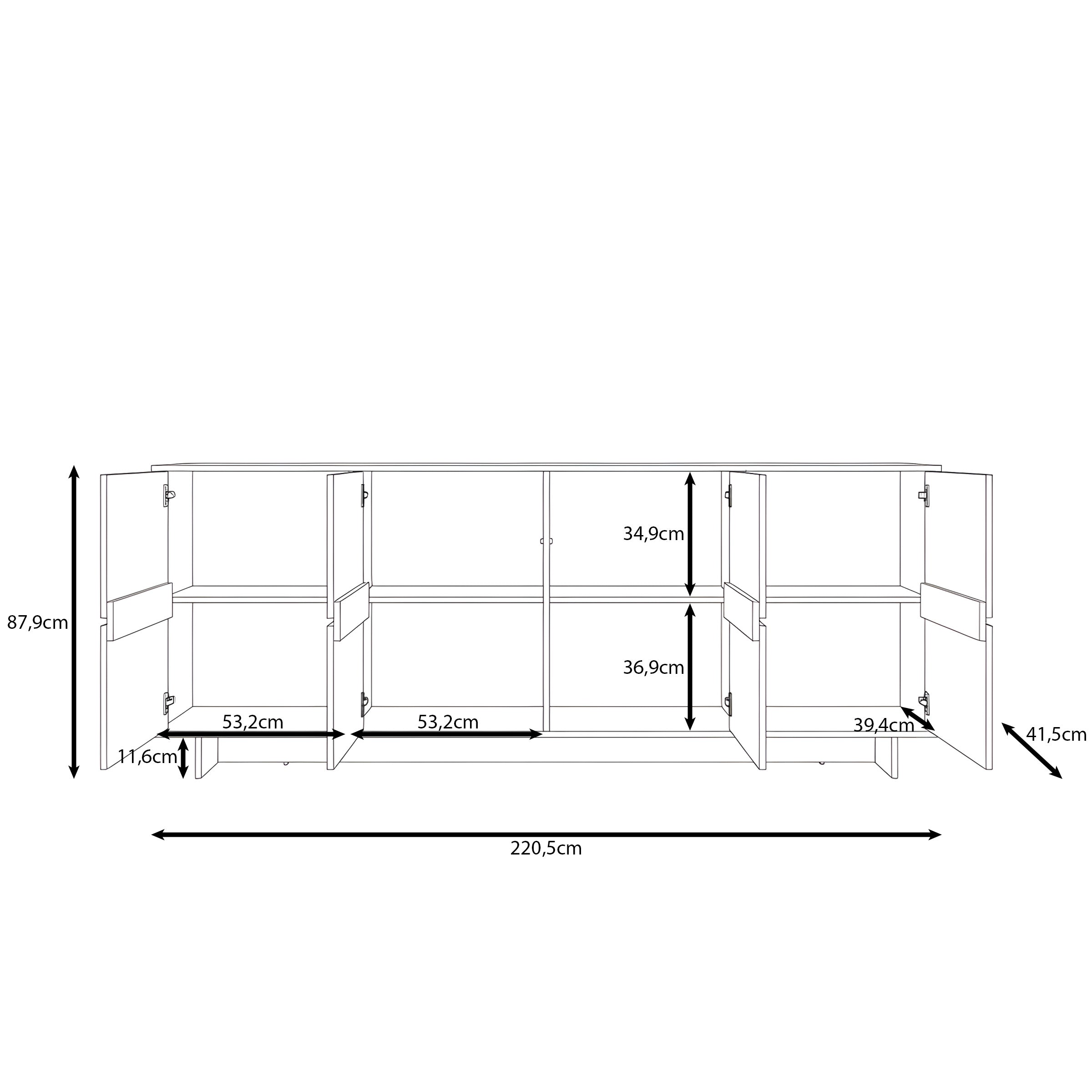 Toka - Dressoir - Eikenpatroon - 221x42x88 cm