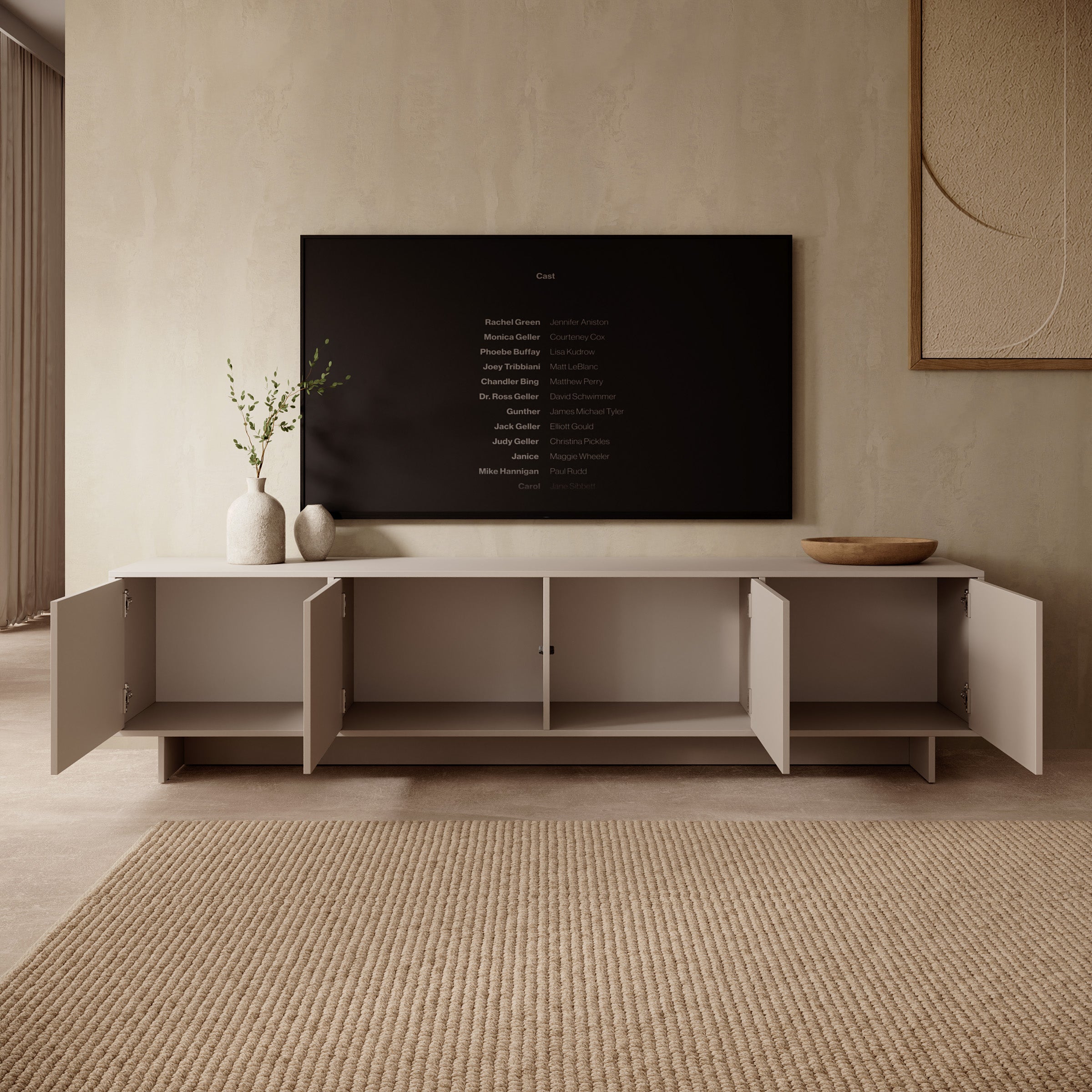 Toka - TV-Meubel - Beige - 221x42x51 cm