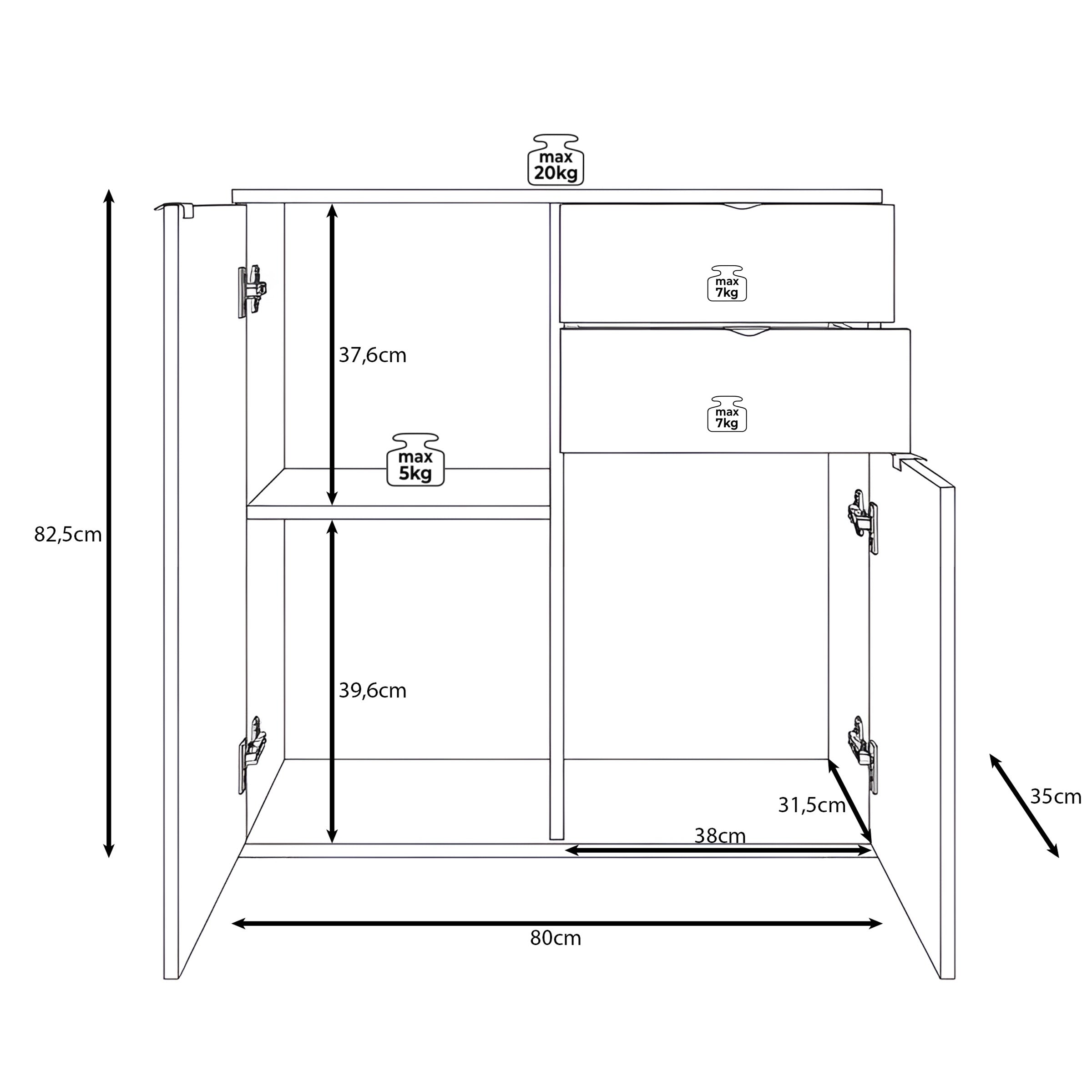 Torano - Dressoir - Eikenpatroon - 80x35x84 cm