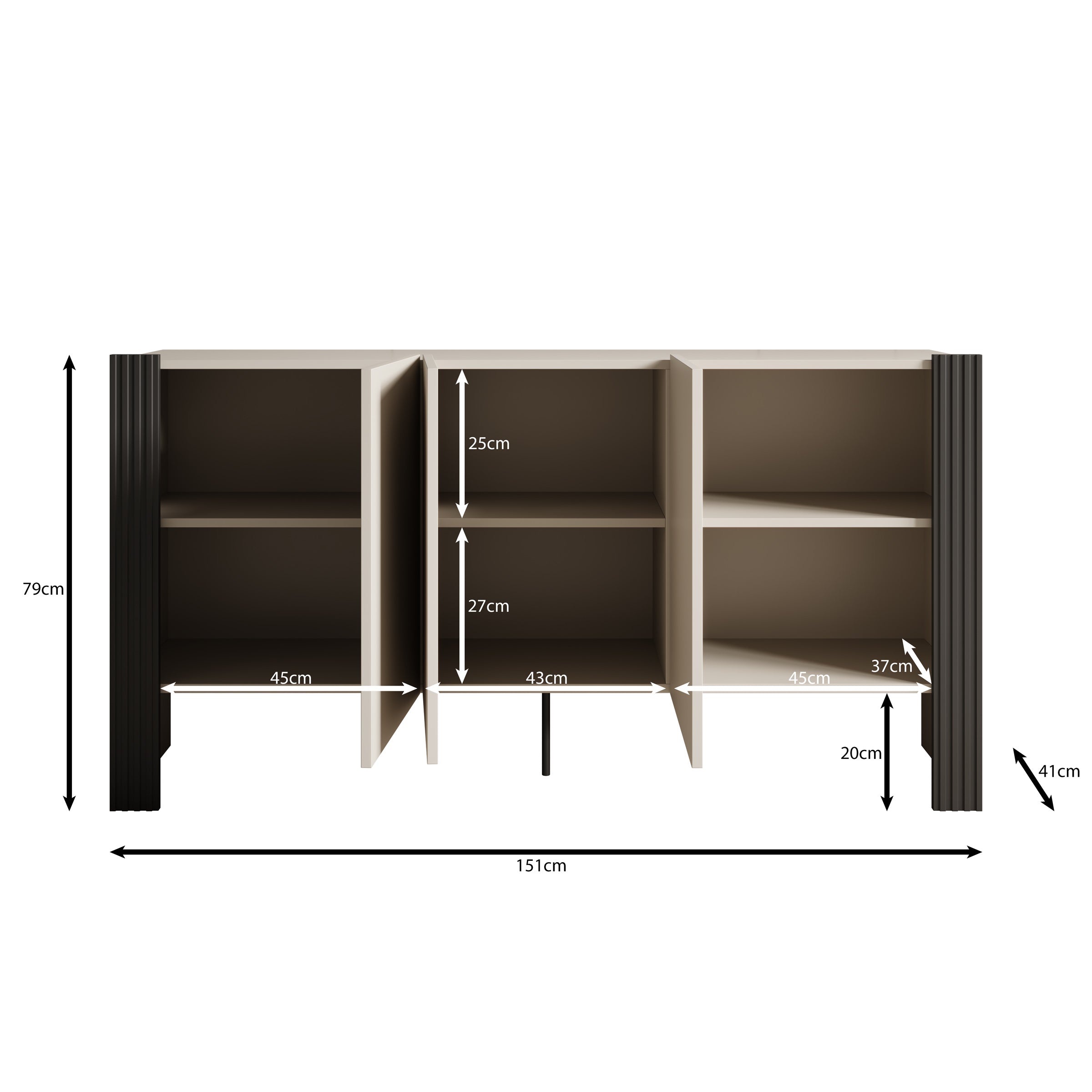 Torevia - Dressoir - Beige - 151x41x79 cm