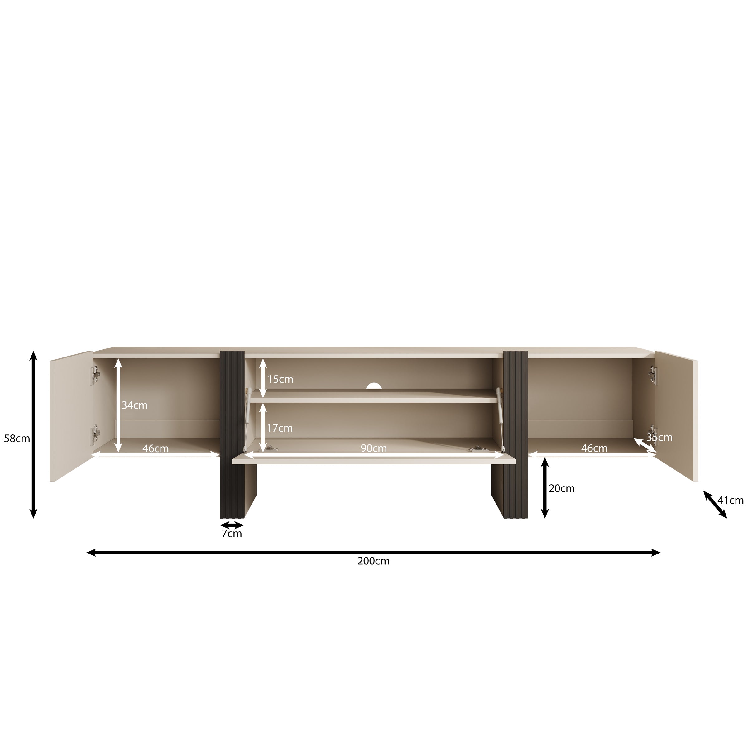 Torevia - TV-Meubel - Beige - 200x41x58 cm