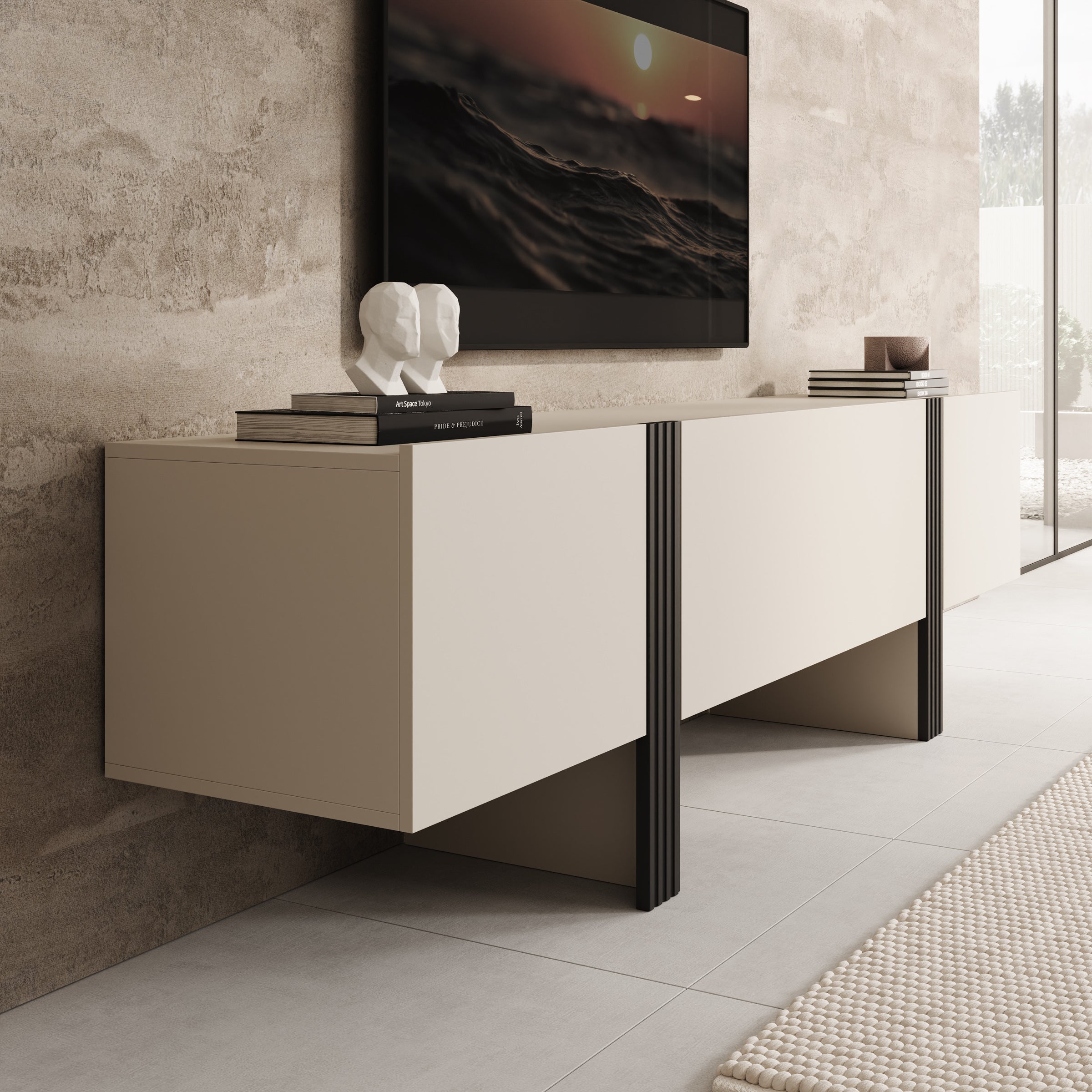 Torevia - TV-Meubel - Beige - 200x41x58 cm