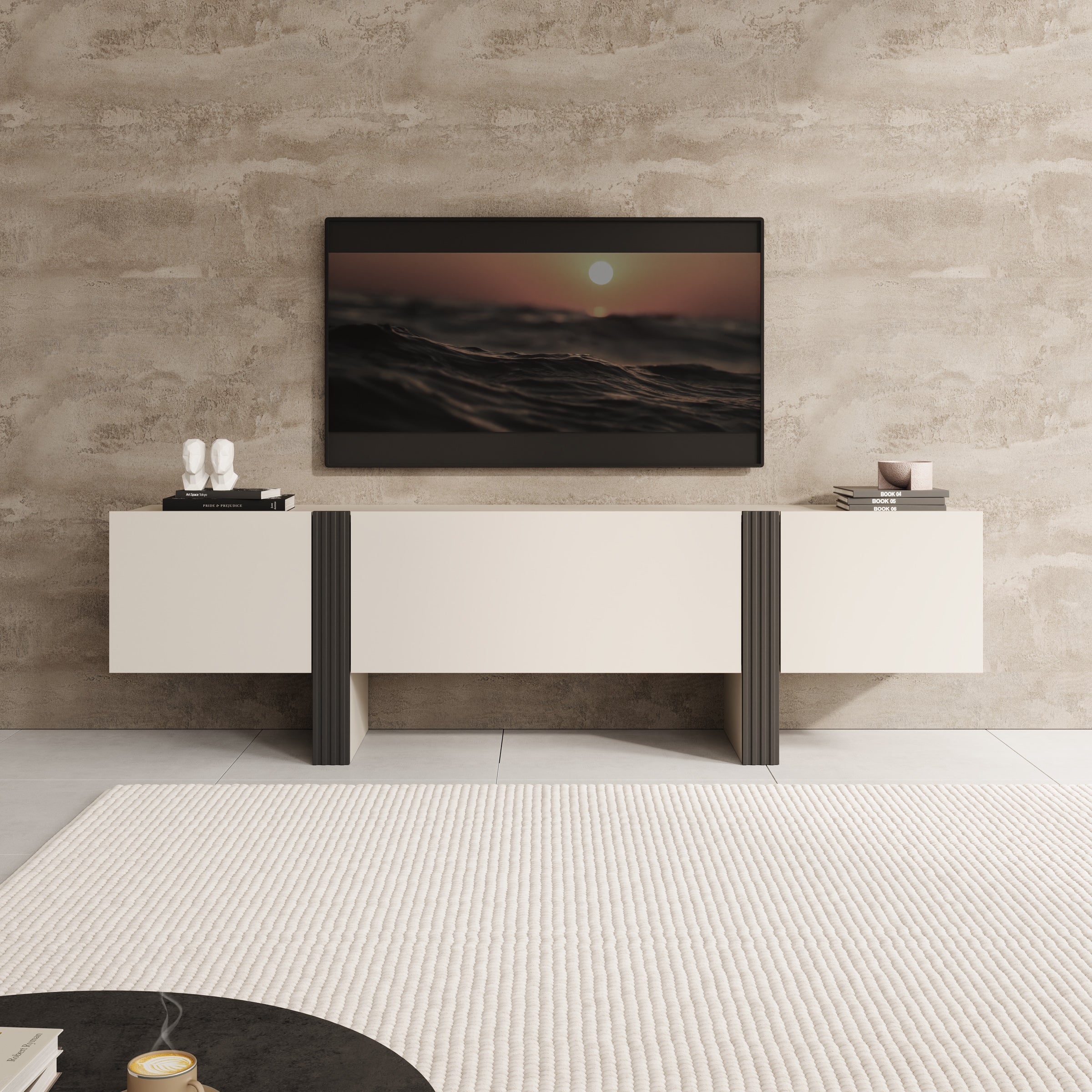 Torevia - TV-Meubel - Beige - 200x41x58 cm