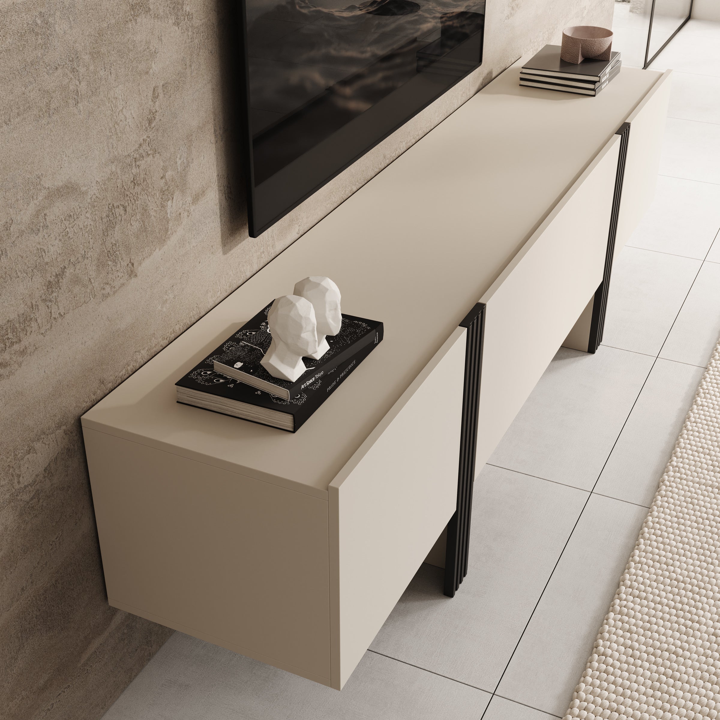 Torevia - TV-Meubel - Beige - 200x41x58 cm