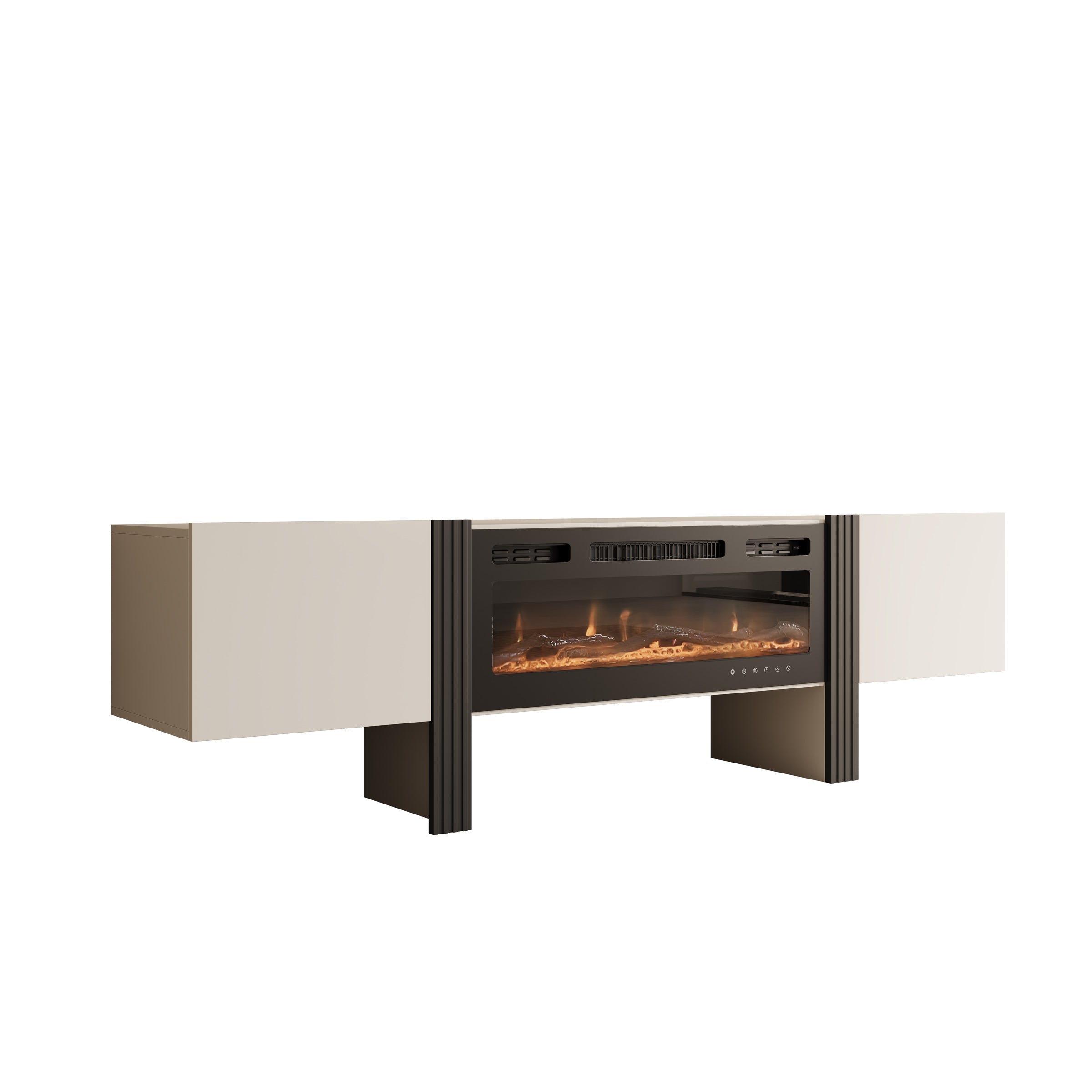 Torevia - TV-Meubel met sfeerhaard - Beige - 200x41x58 cm