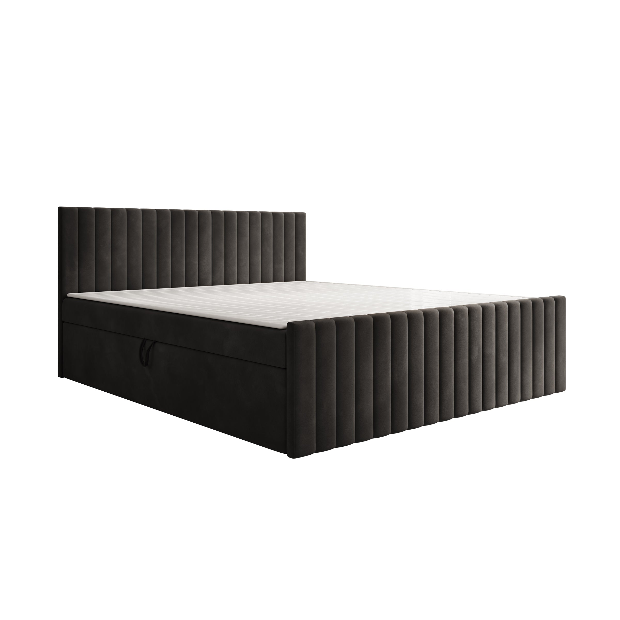 Tori - Boxspring met opbergruimte - Stof zwart - 180x200 cm