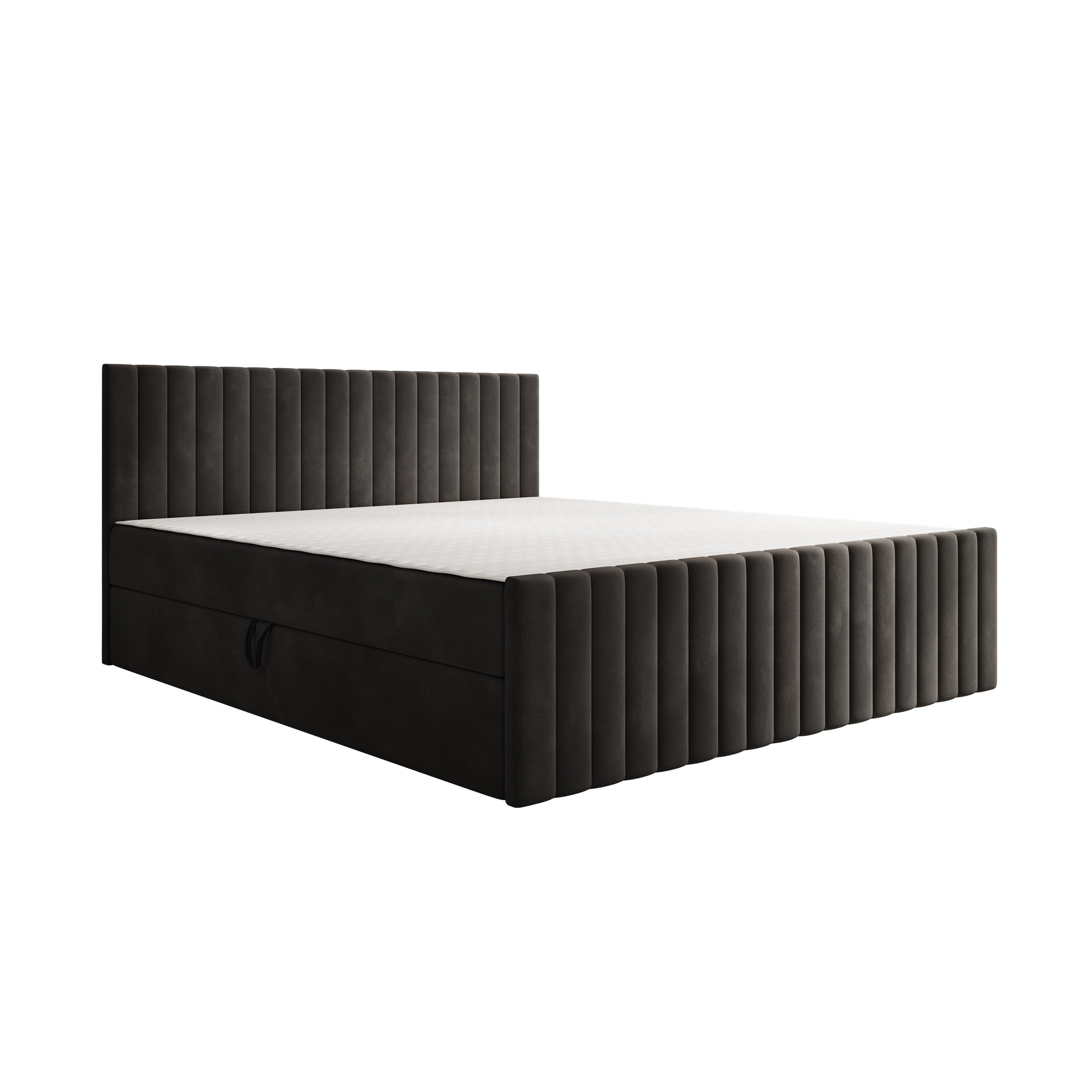Tori - Boxspring met opbergruimte - Stof zwart - 180x200 cm