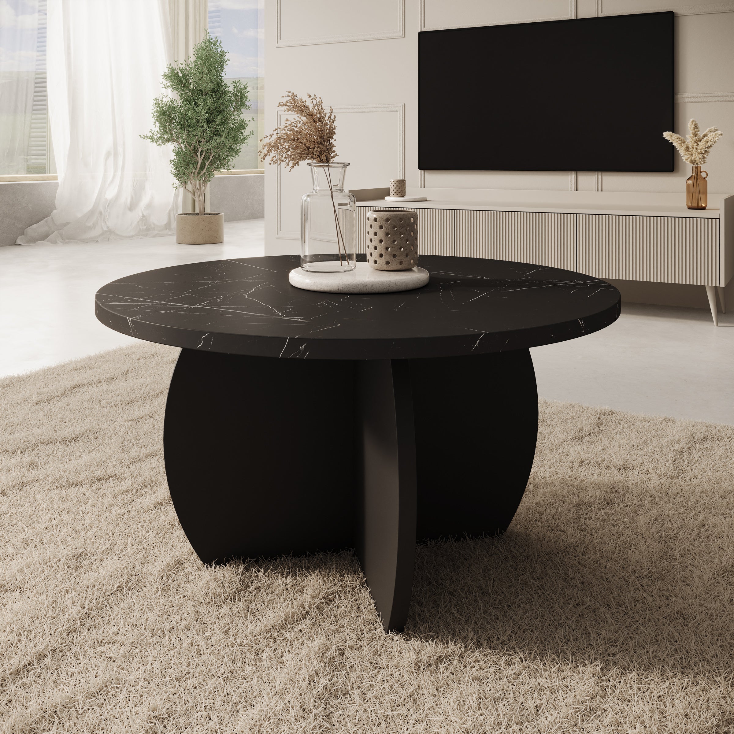 Trada - Salontafel - Zwart marmerlook - 74x74x40 cm