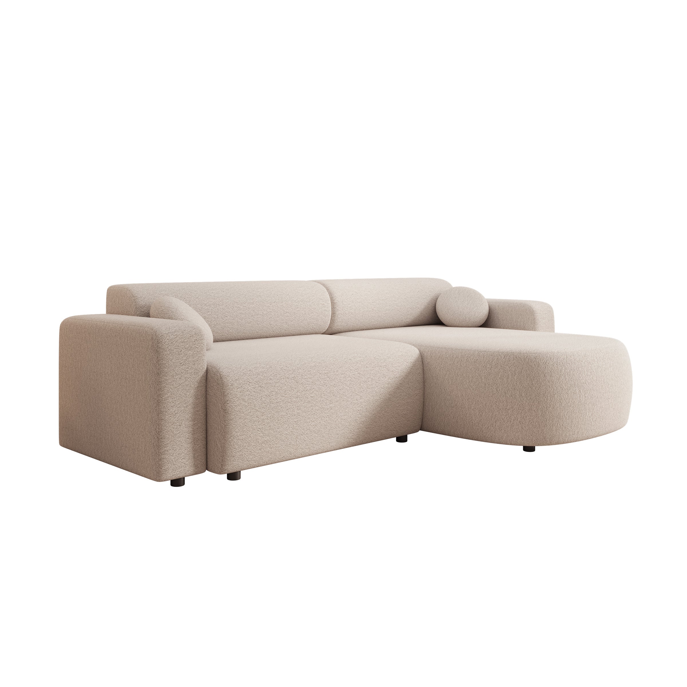 Tripp - Hoekbank 3-zits met chaise longue - Stof beige - Universeel