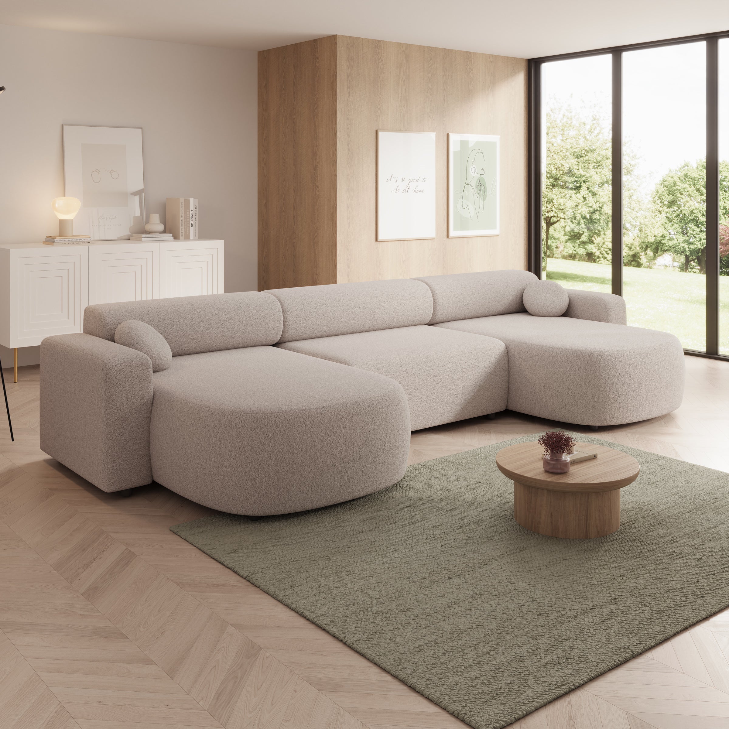 Tripp XL - Hoekbank 5 zits met chaise longue - Stof beige