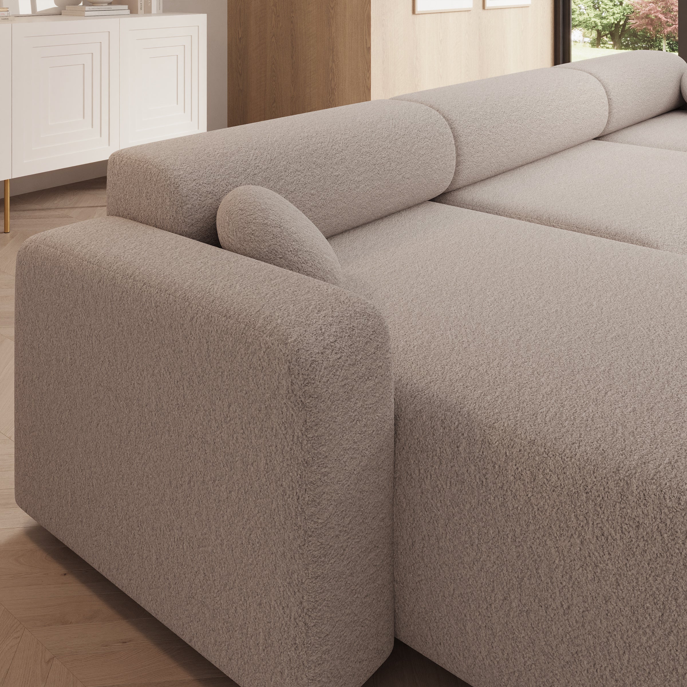 Tripp XL - Hoekbank 5 zits met chaise longue - Stof beige