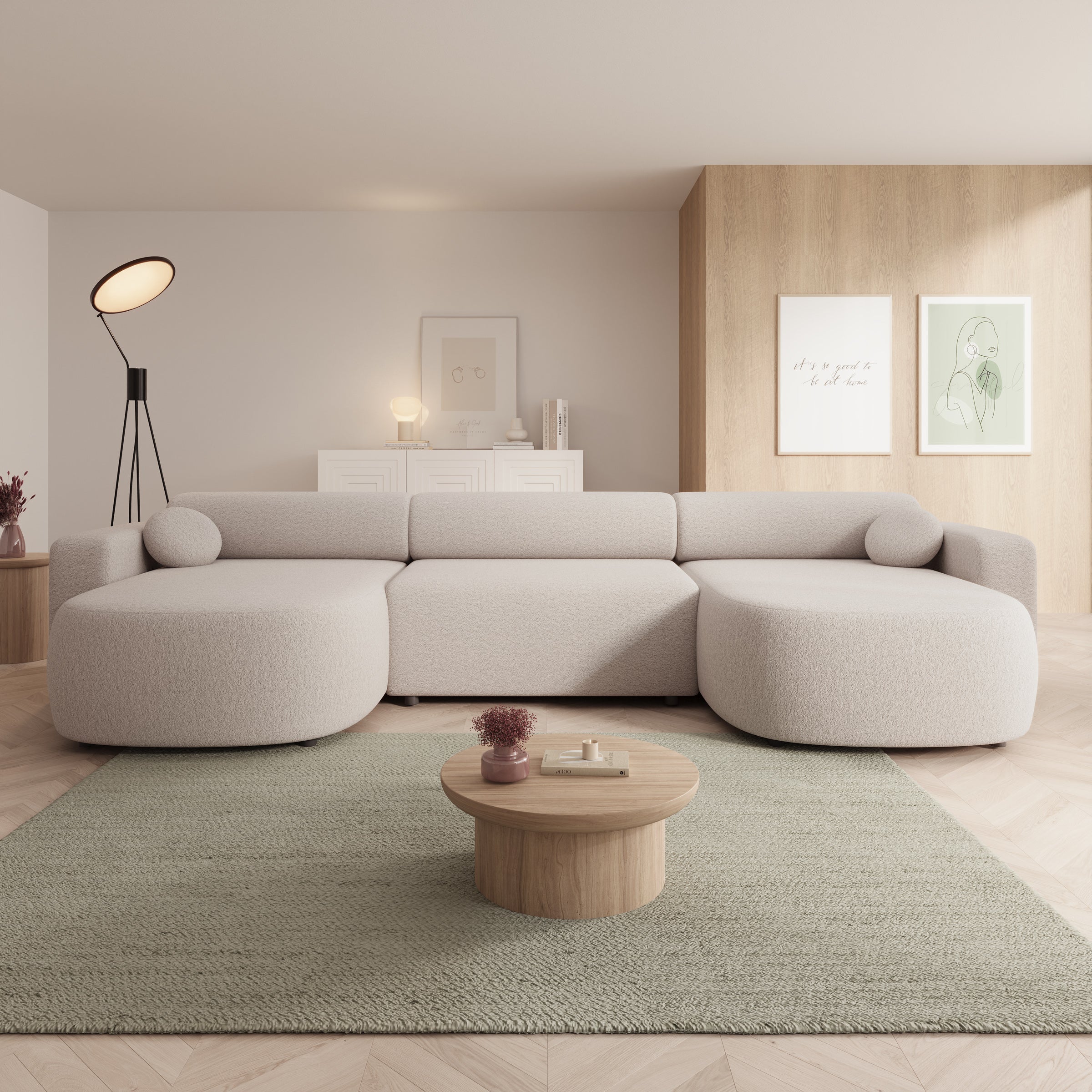 Tripp XL - Hoekbank 5 zits met chaise longue - Stof beige