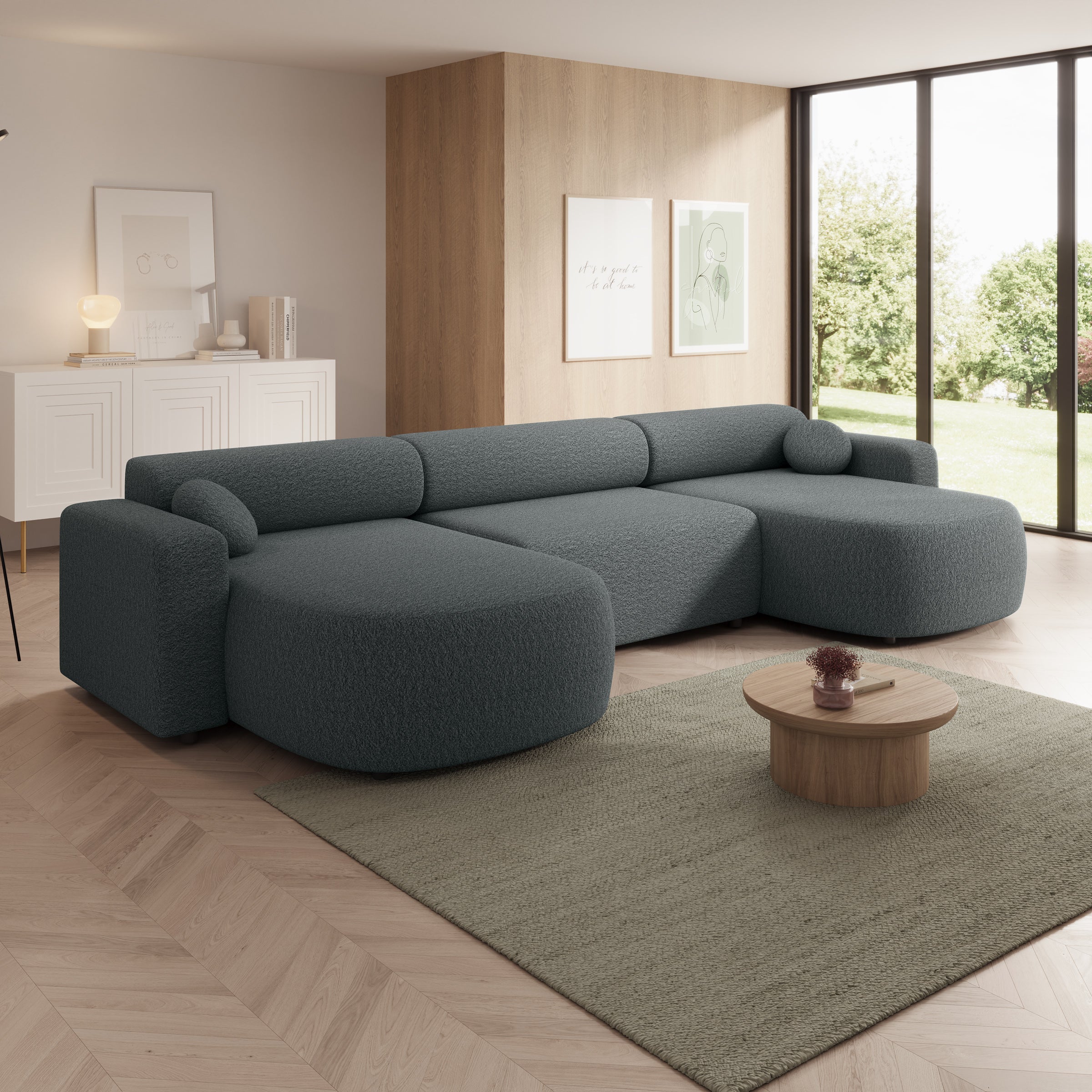 Tripp XL - Hoekbank 5 zits met chaise longue - Stof grijs