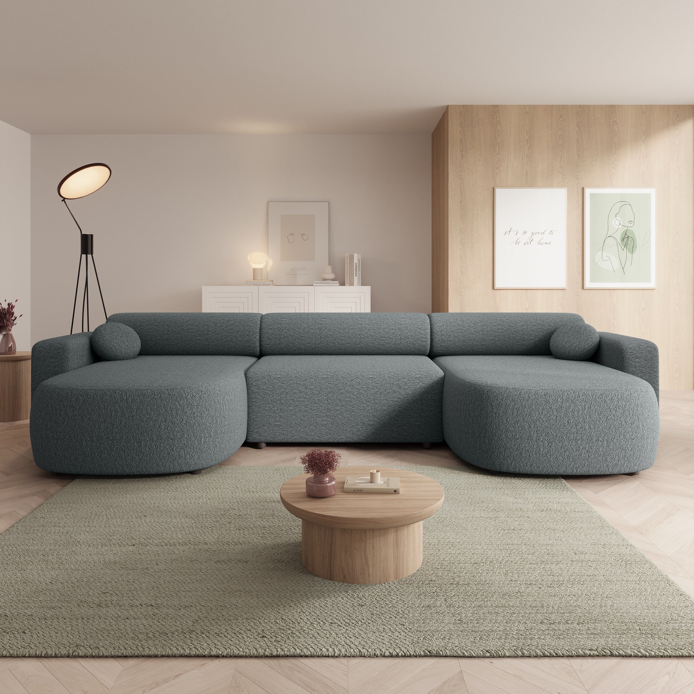 Tripp XL - Hoekbank 5 zits met chaise longue - Stof grijs