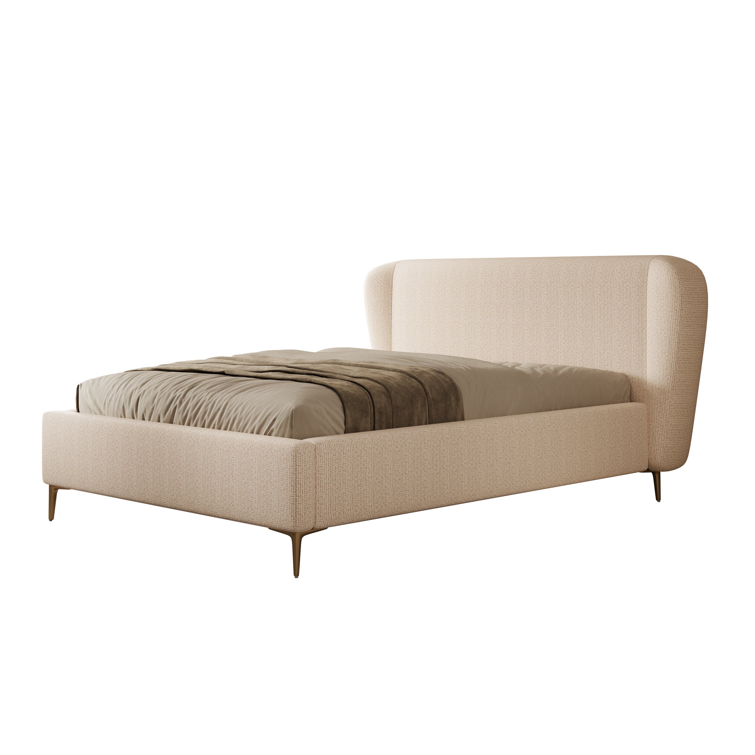 Alec - Tweepersoonsbed - Stof beige - 140x200 cm