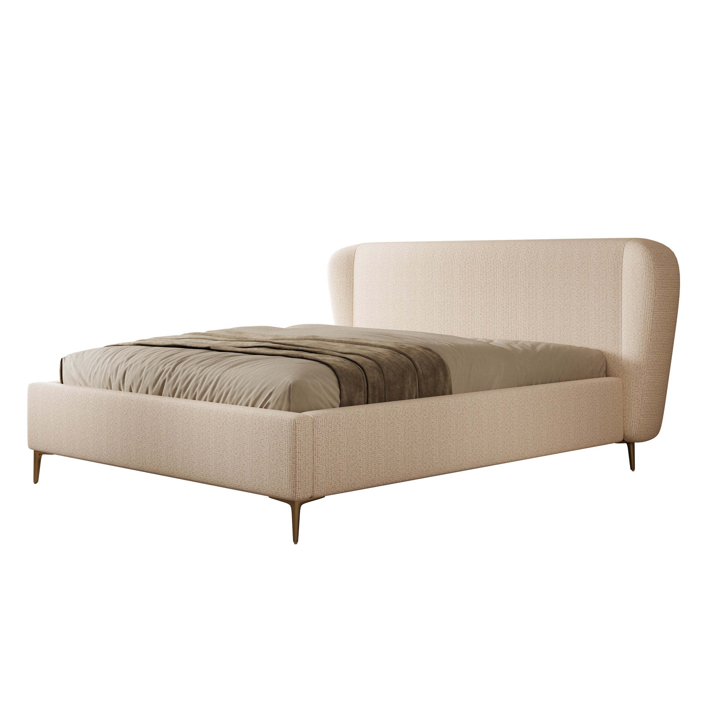 Alec - Tweepersoonsbed - Stof beige - 160x200 cm