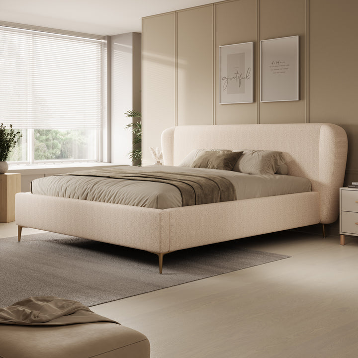 Alec - Tweepersoonsbed - Stof beige - 180x200 cm