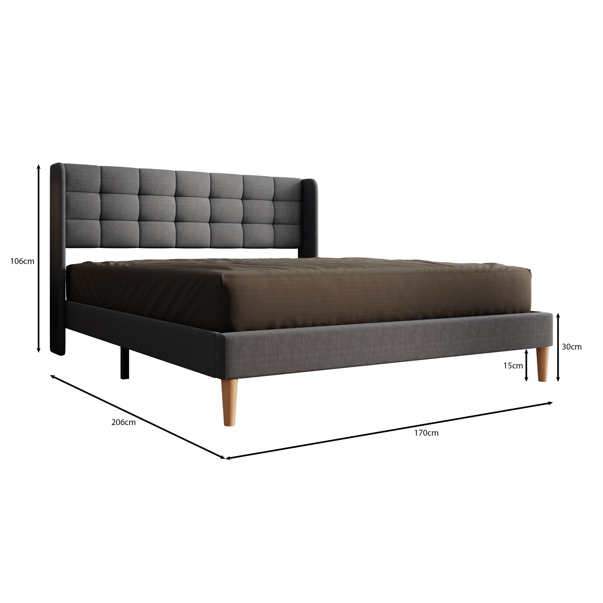 Christ - Tweepersoonsbed - Stof grijs - 160x200 cm
