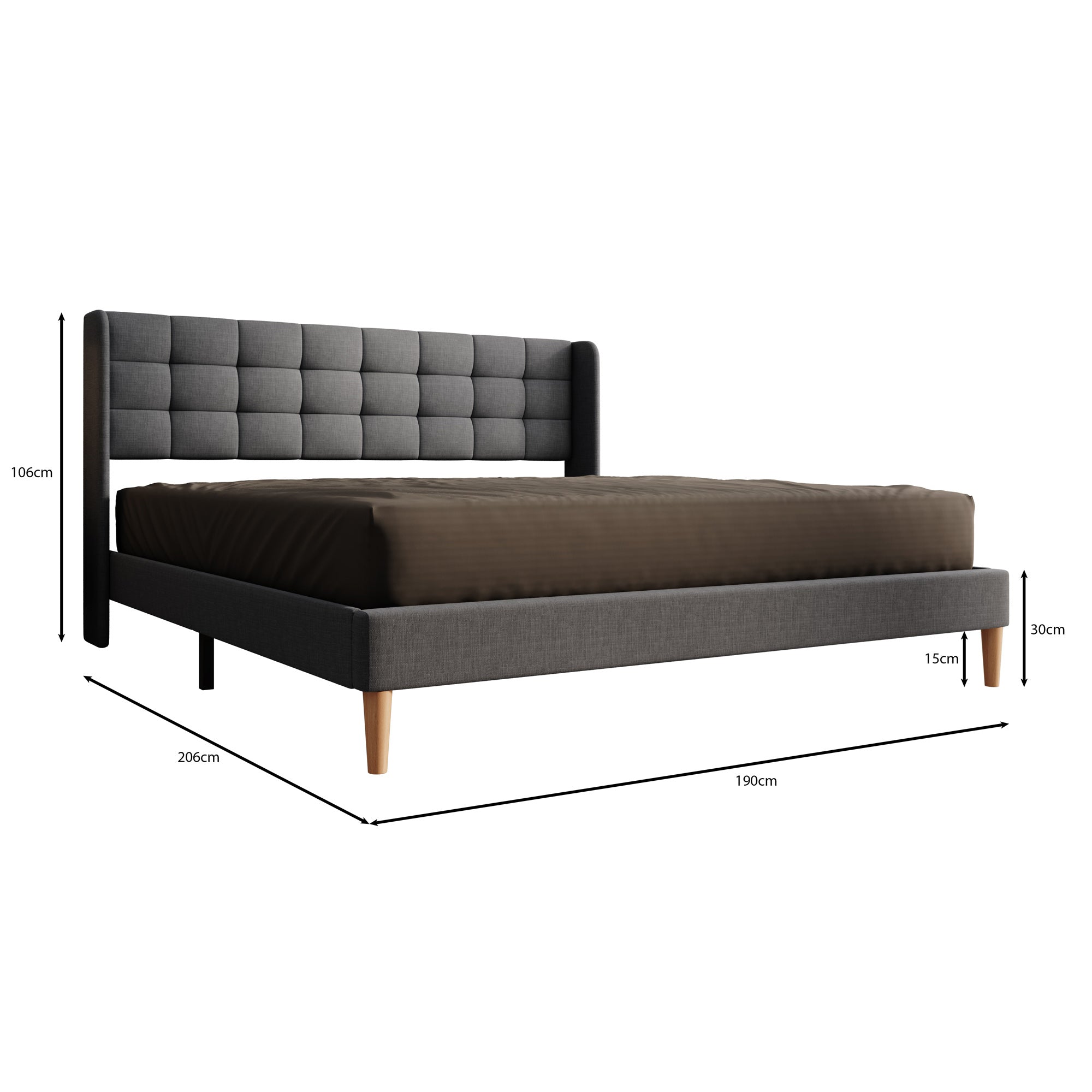 Christ - Tweepersoonsbed - Stof grijs - 180x200 cm